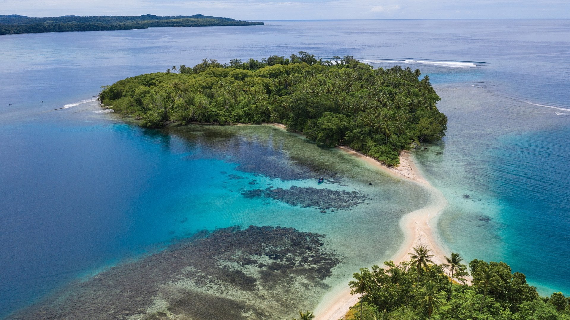 forest covered islands from aerial view