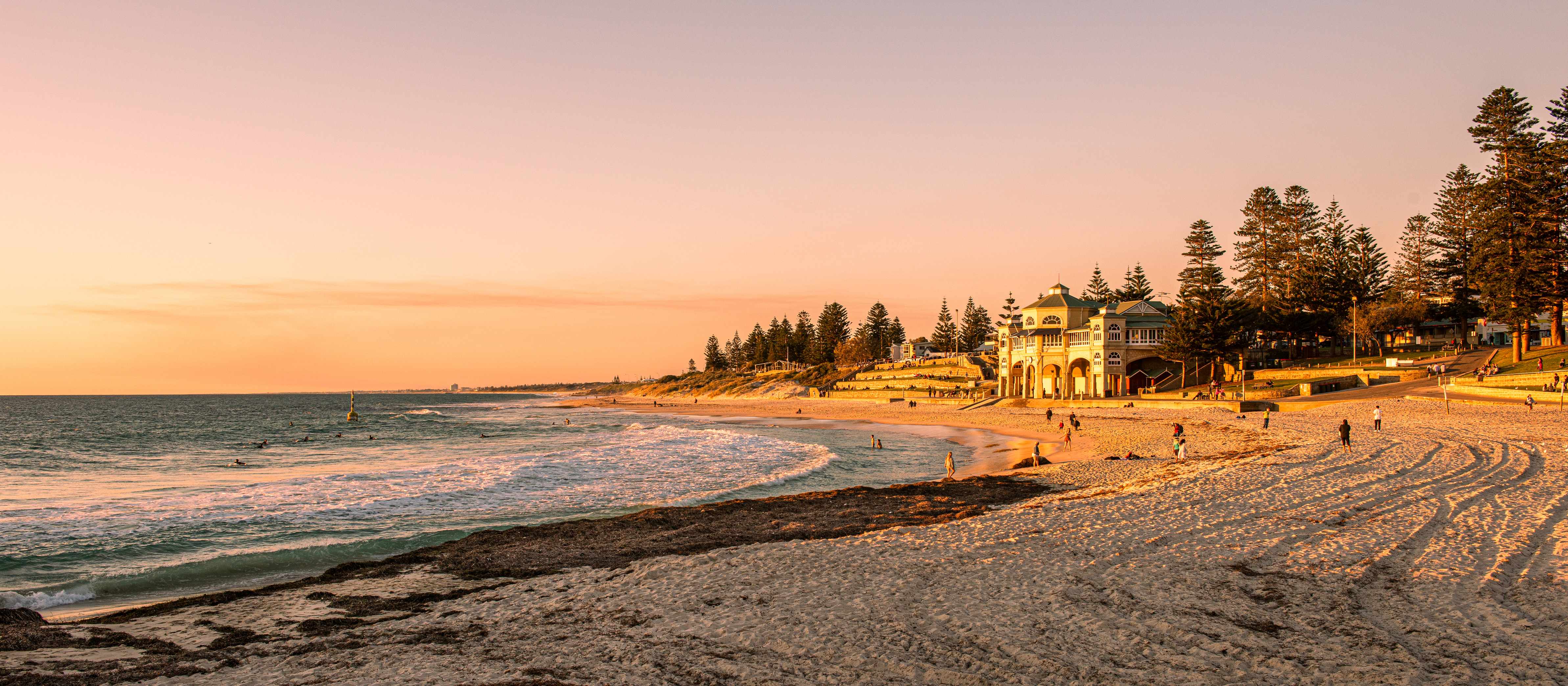 Cottesloe Beach Teahouse at sunset, Perth, Australia.