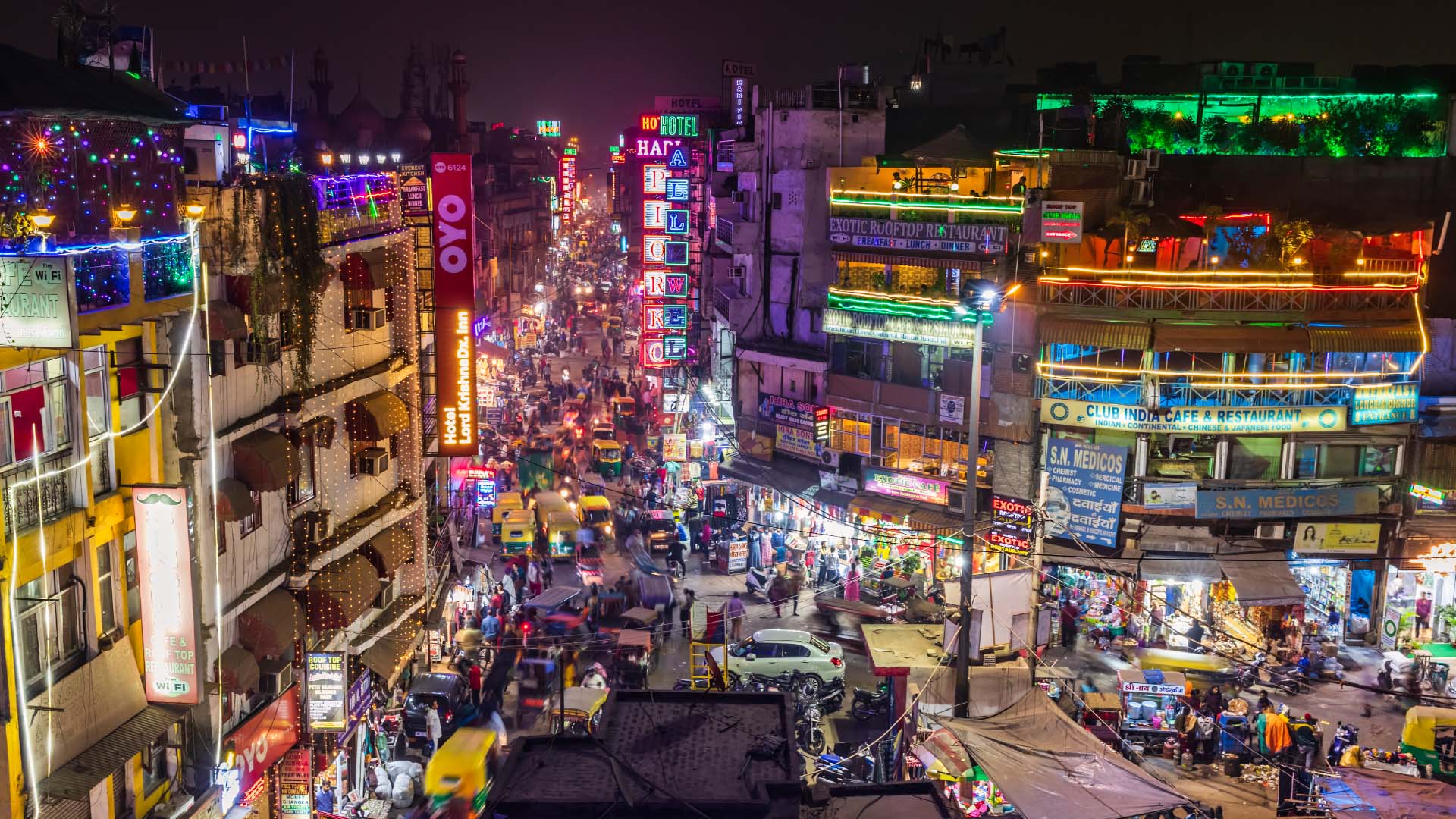 View of the Main Bazar in Delhi, India