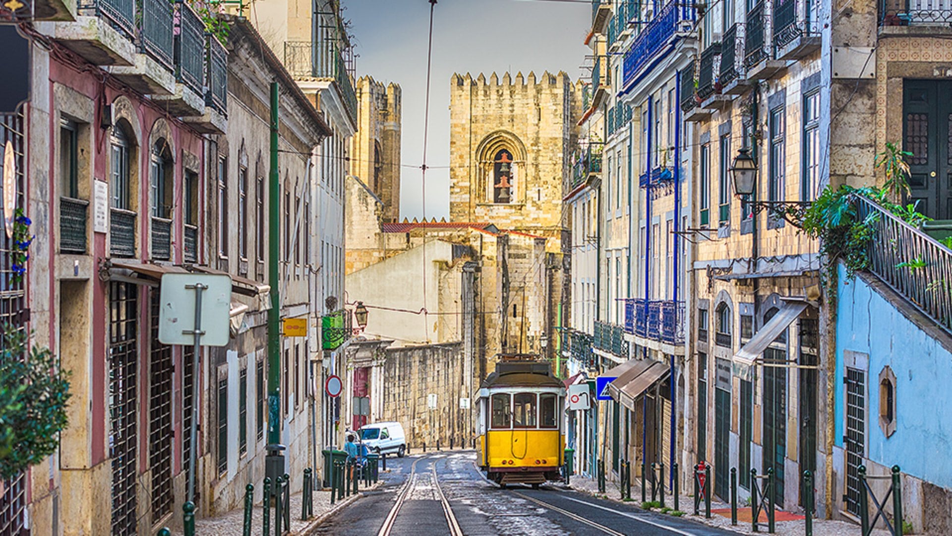 iconic yellow tram in Lisbon