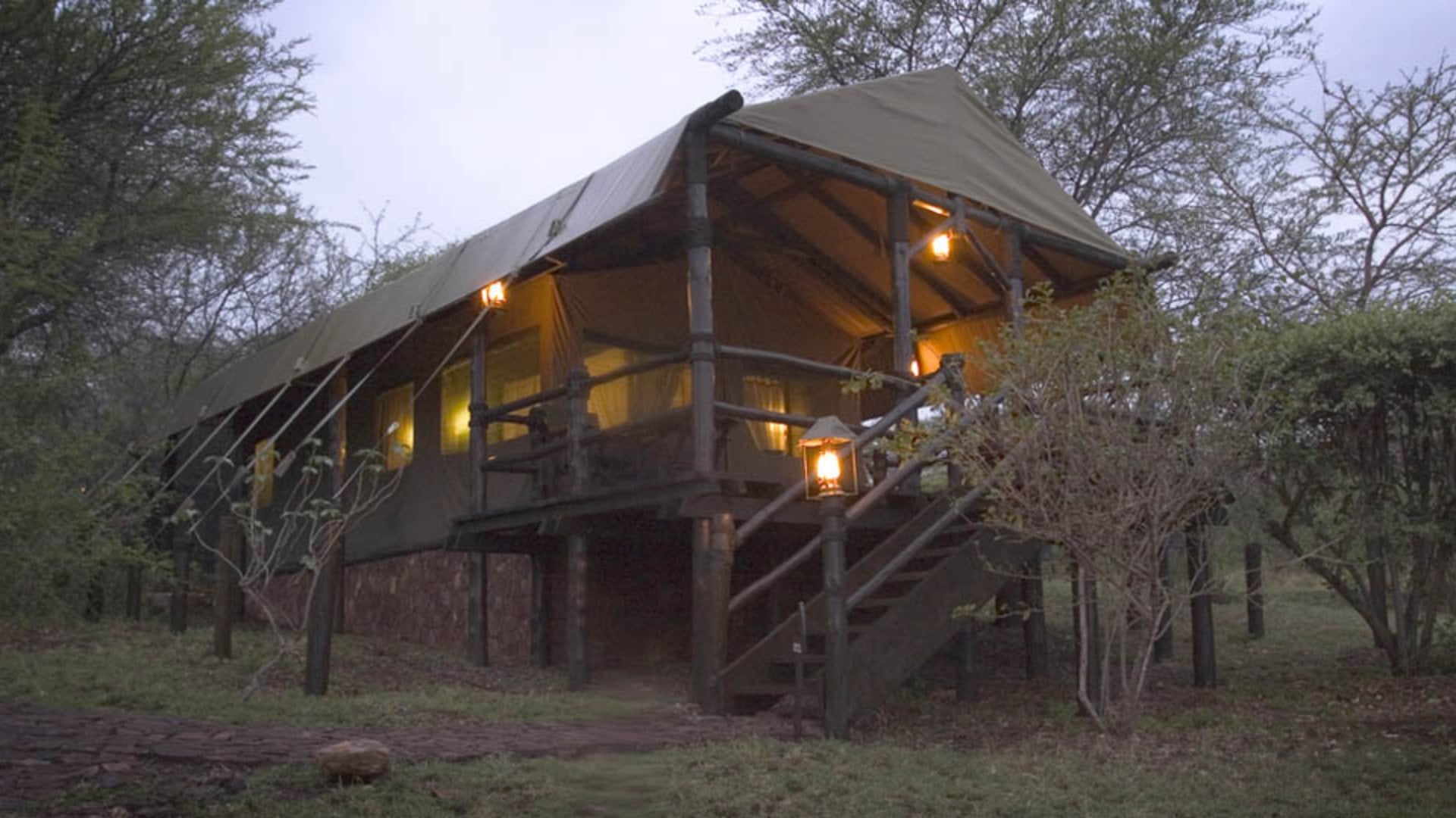 A luxury tented camp on a Serengeti National Park in Tanzania