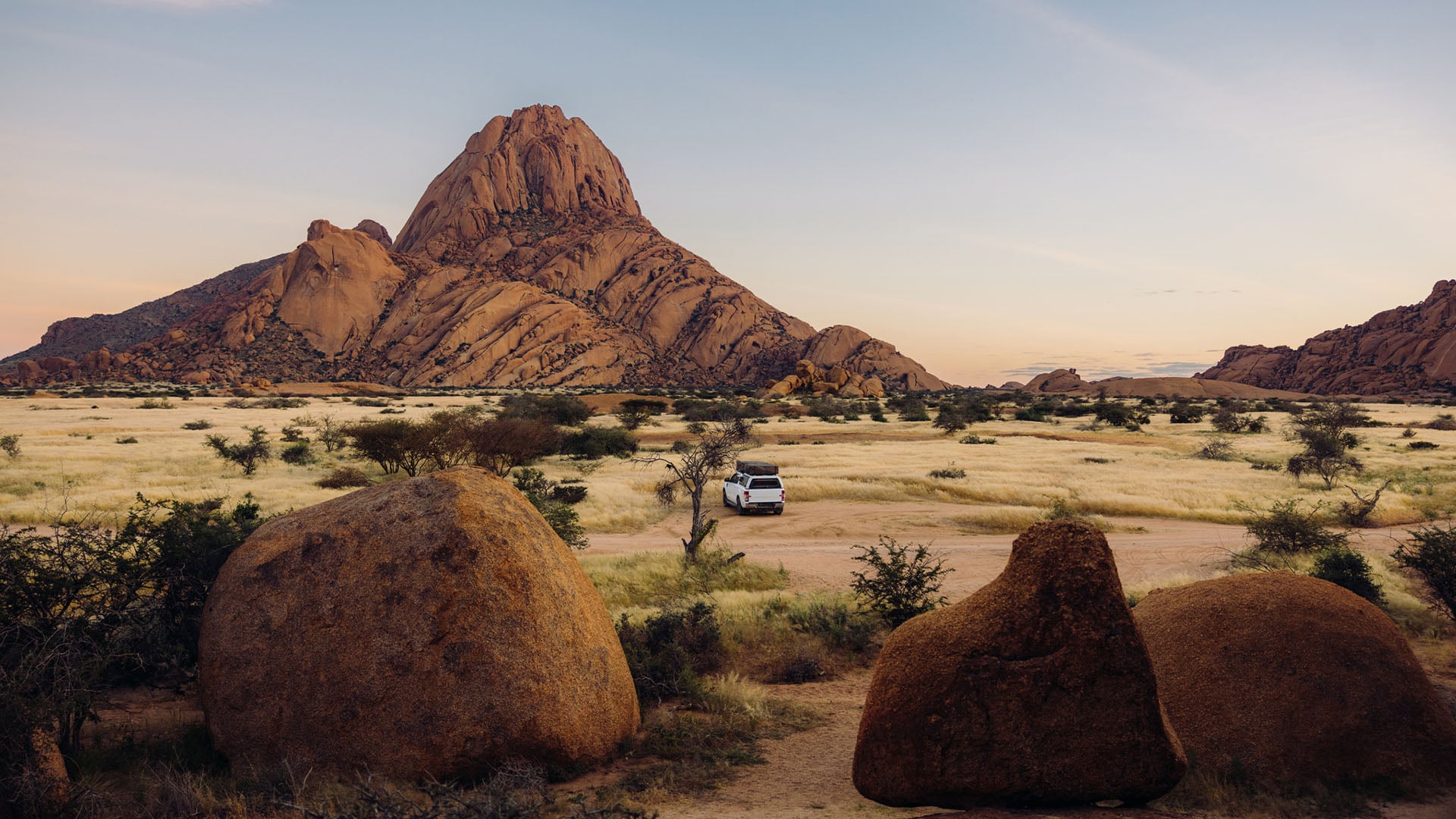 A view of Spitzkoppe in the deserts of Namibia