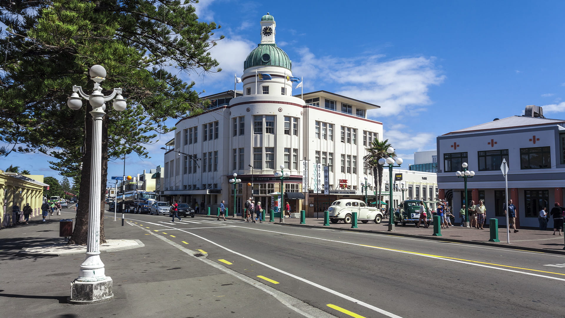 Art deco building in sunny downtown