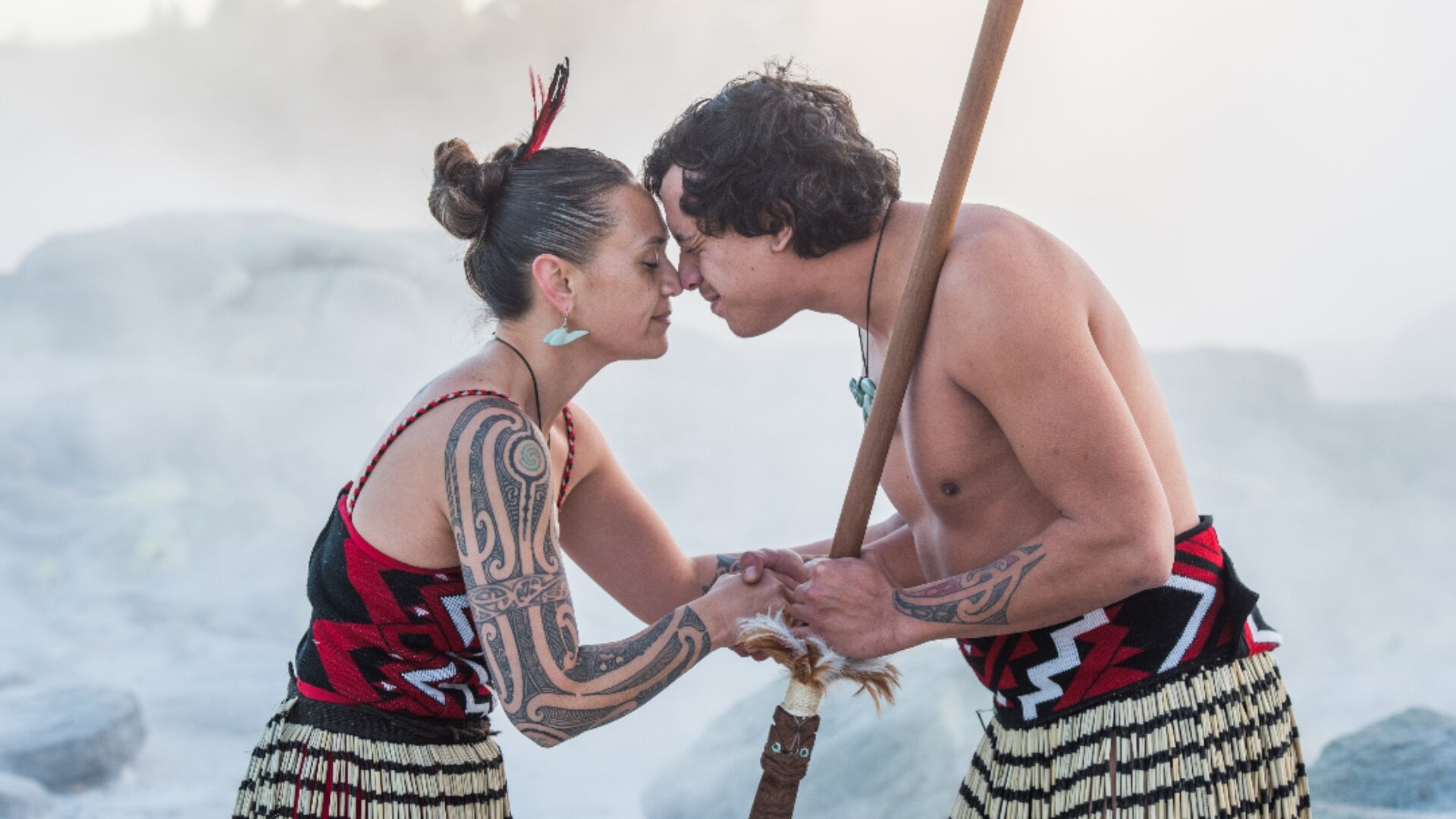 Maori greeting in Rotorua