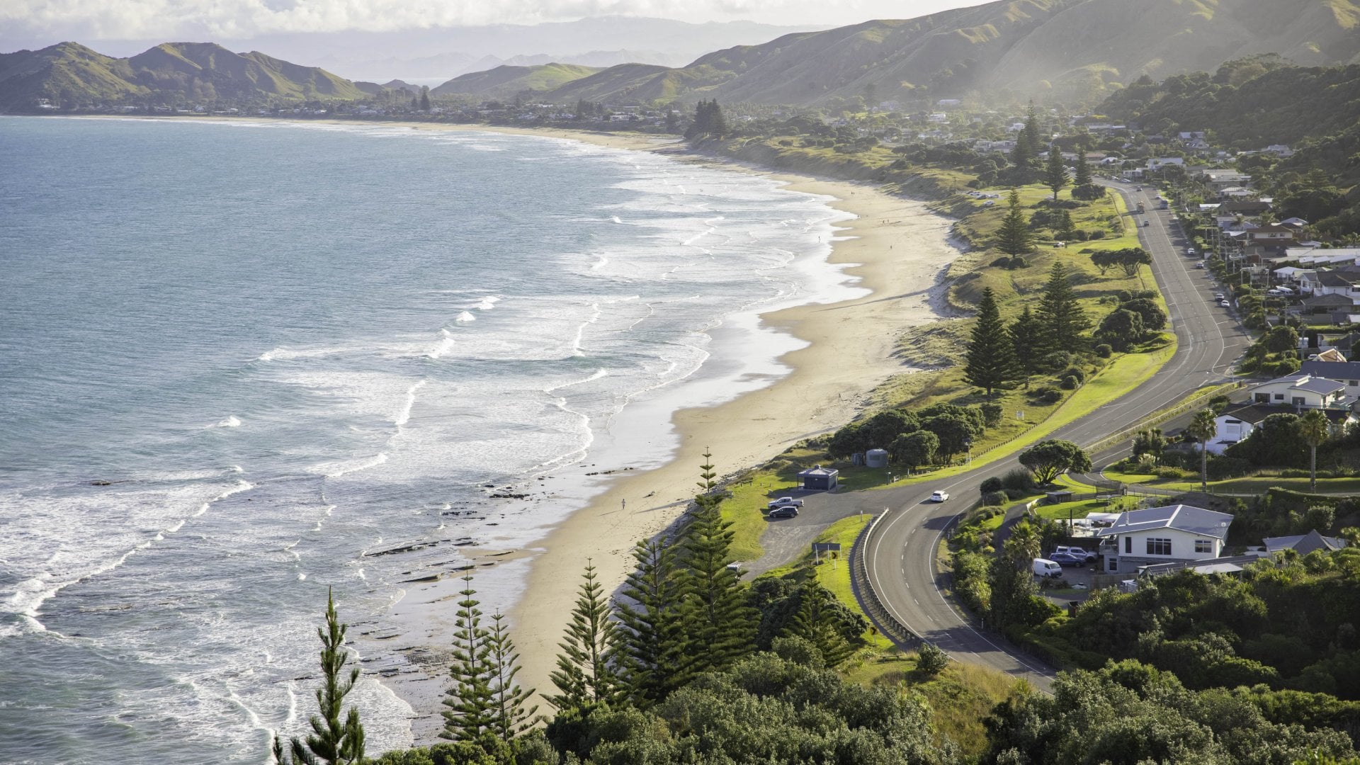 Wainui beach in New Zealand