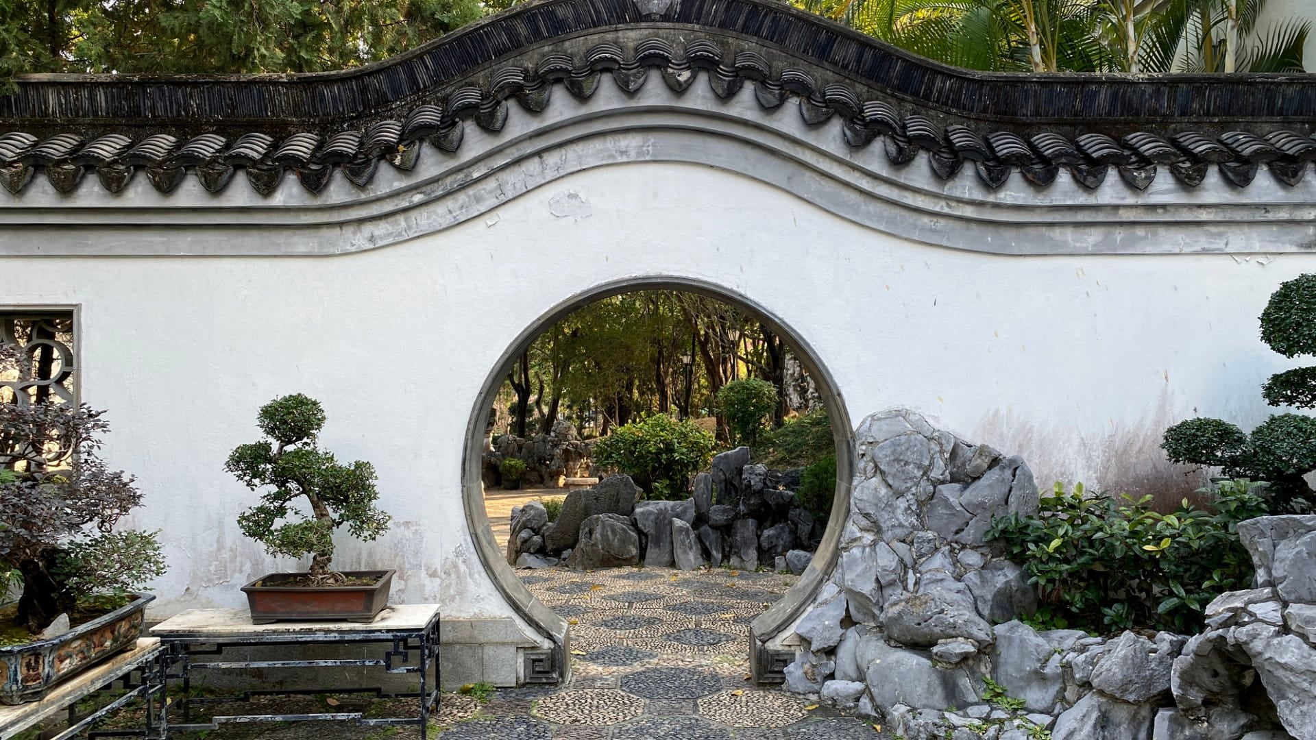 Round gate Kowloon Walled City Park in Hong Kong