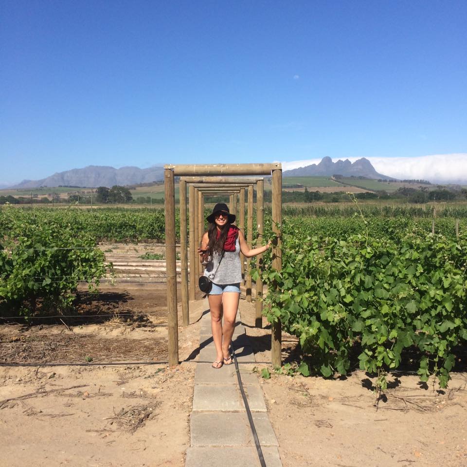 Brooke Theron, Goway Destination Specialist, at a vineyard in the Western Cape.
