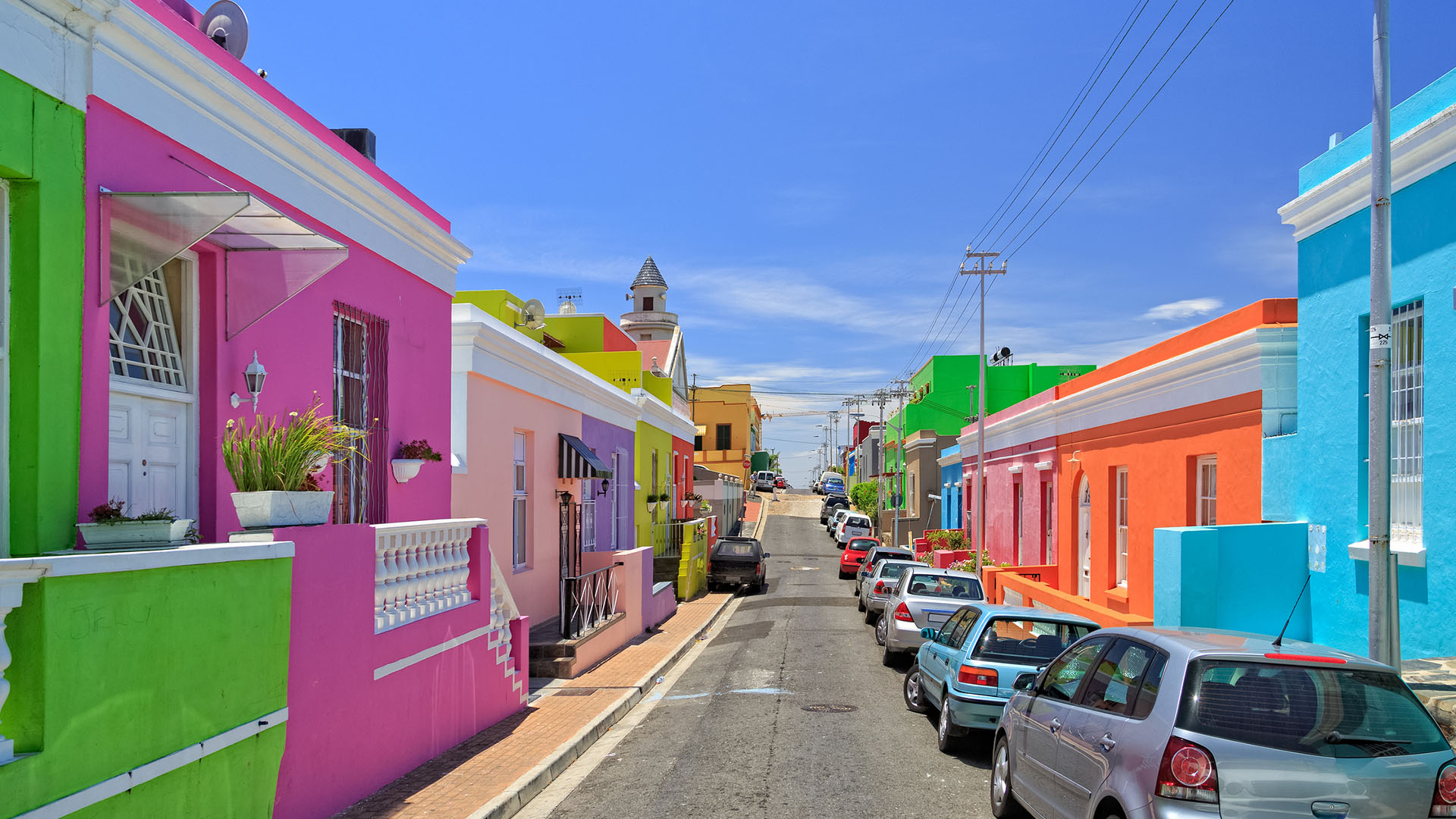 Colourful homes in the Bo-Kaap neighbourhood of Cape Town, South Africa
