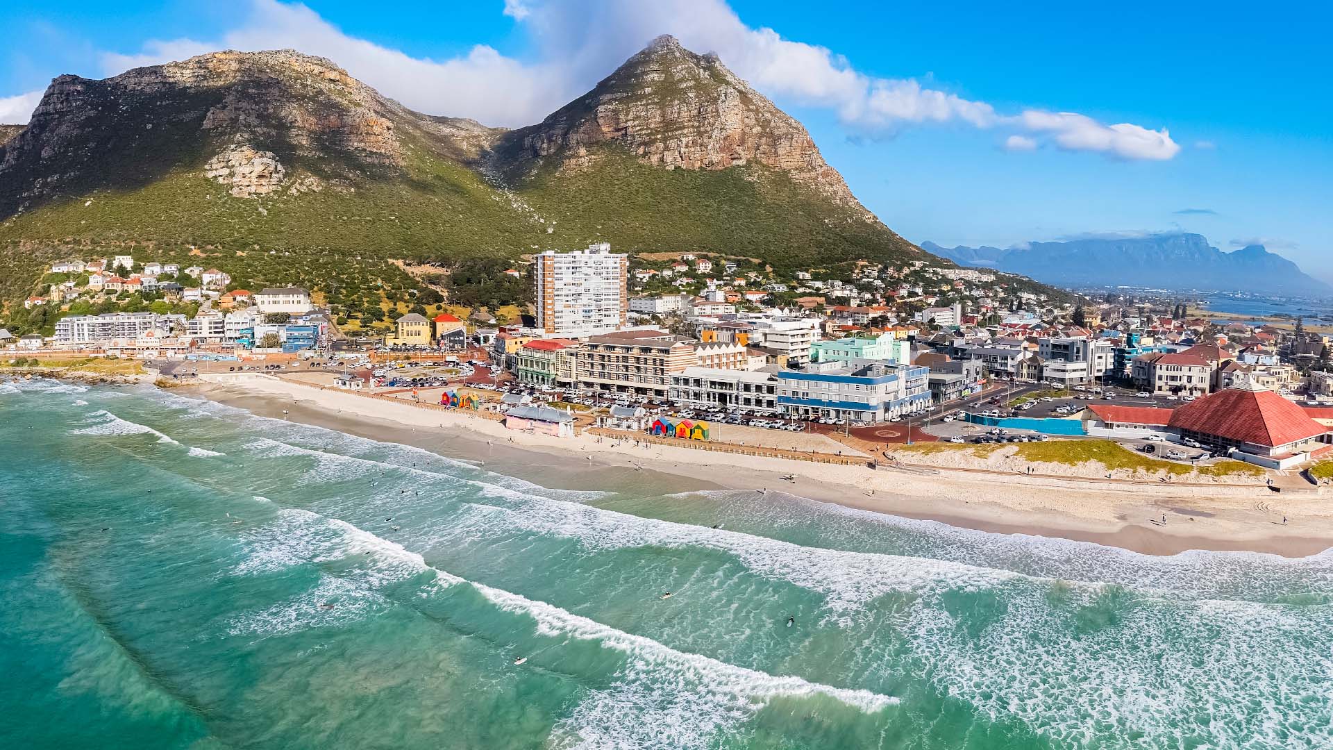 Aerial view of a beach in Cape Town in South Africa.