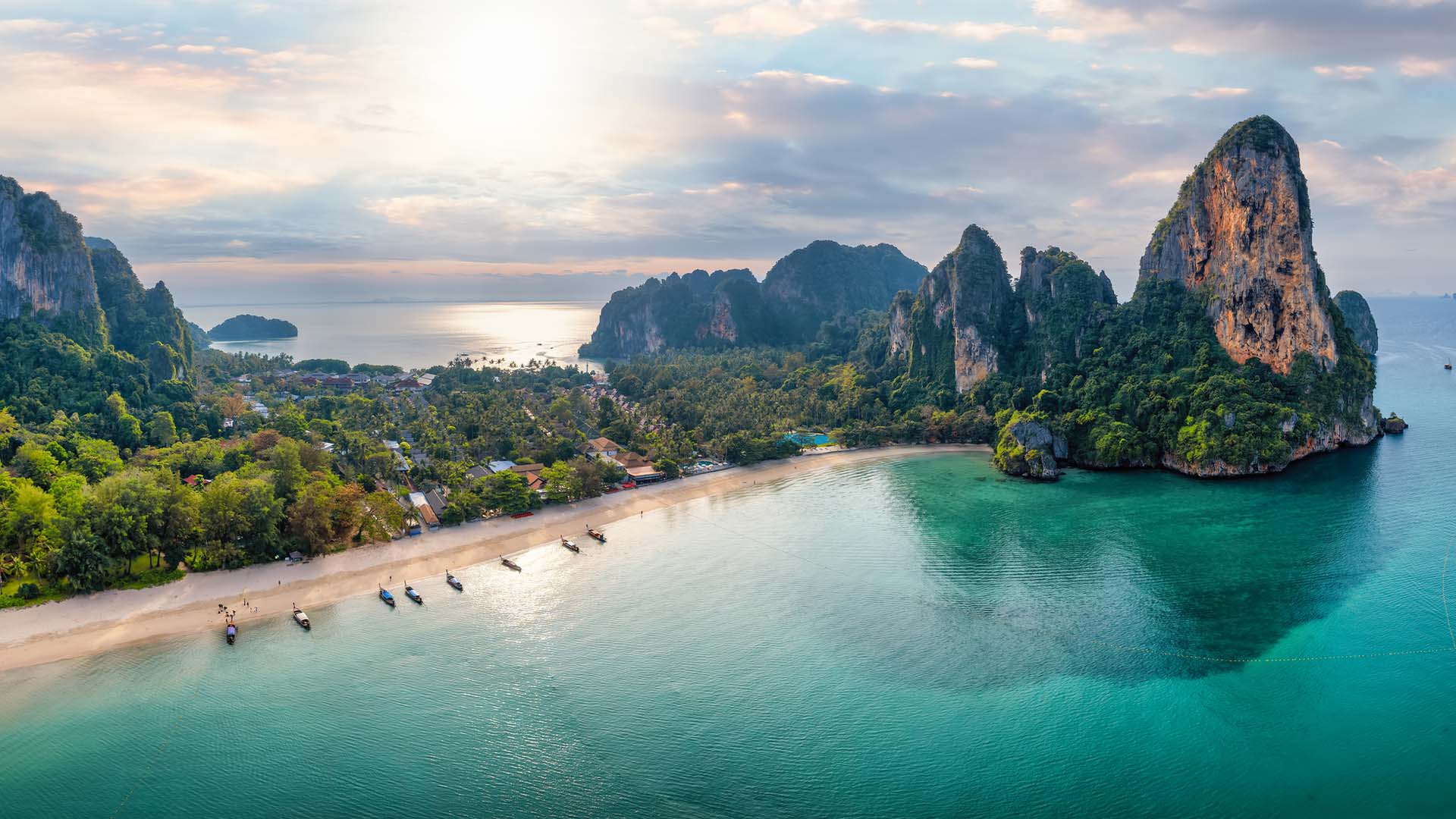 Aerial view of a beach in Krabi province in Thailand
