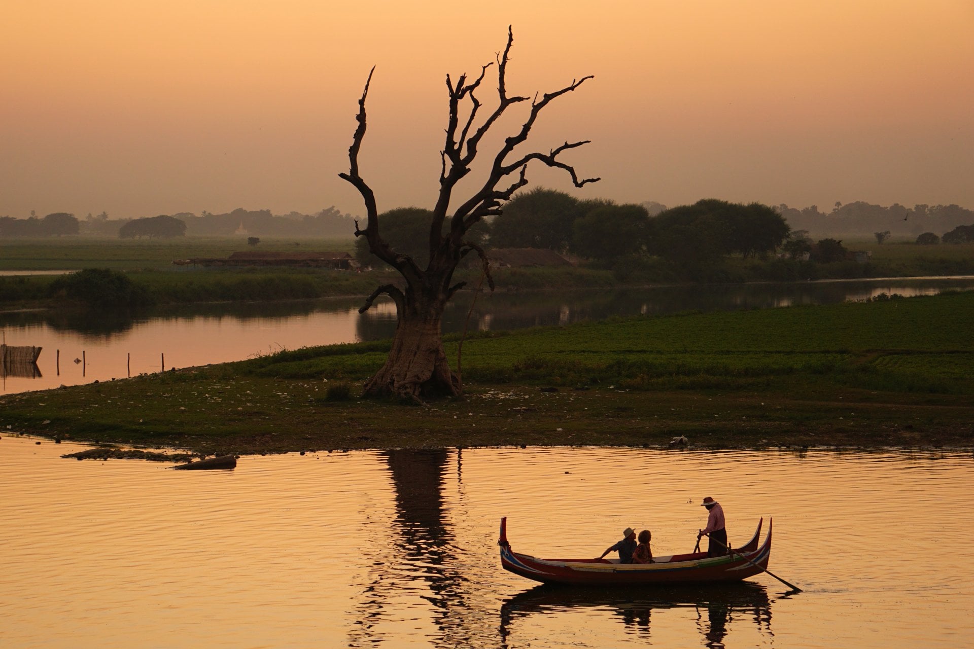 Sunset view of Thaungthaman Lake Amarapura is always a popular photo opportunity while on your Myanmar tour.