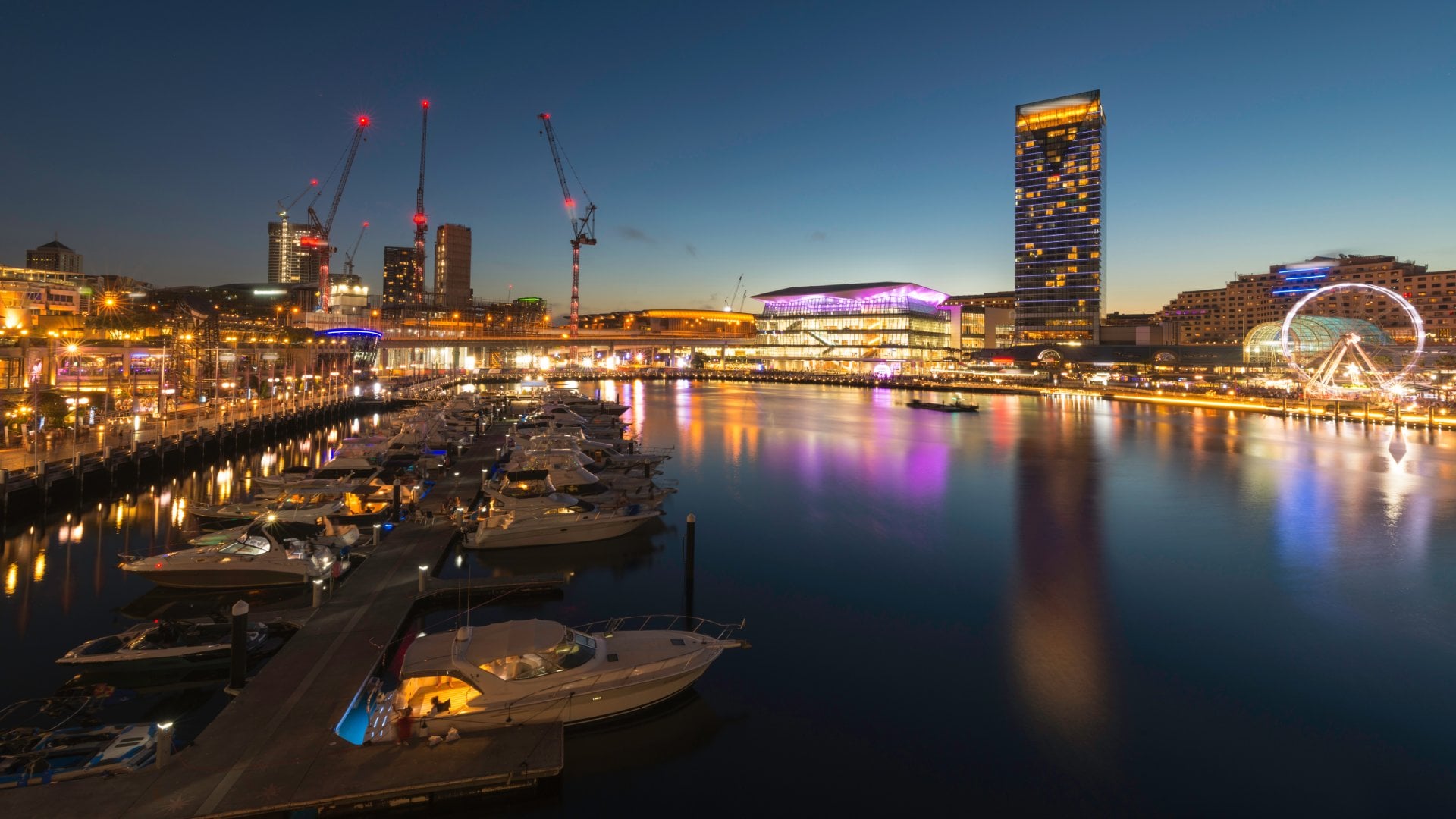 Sunset view of Darling Harbour, New South Wales