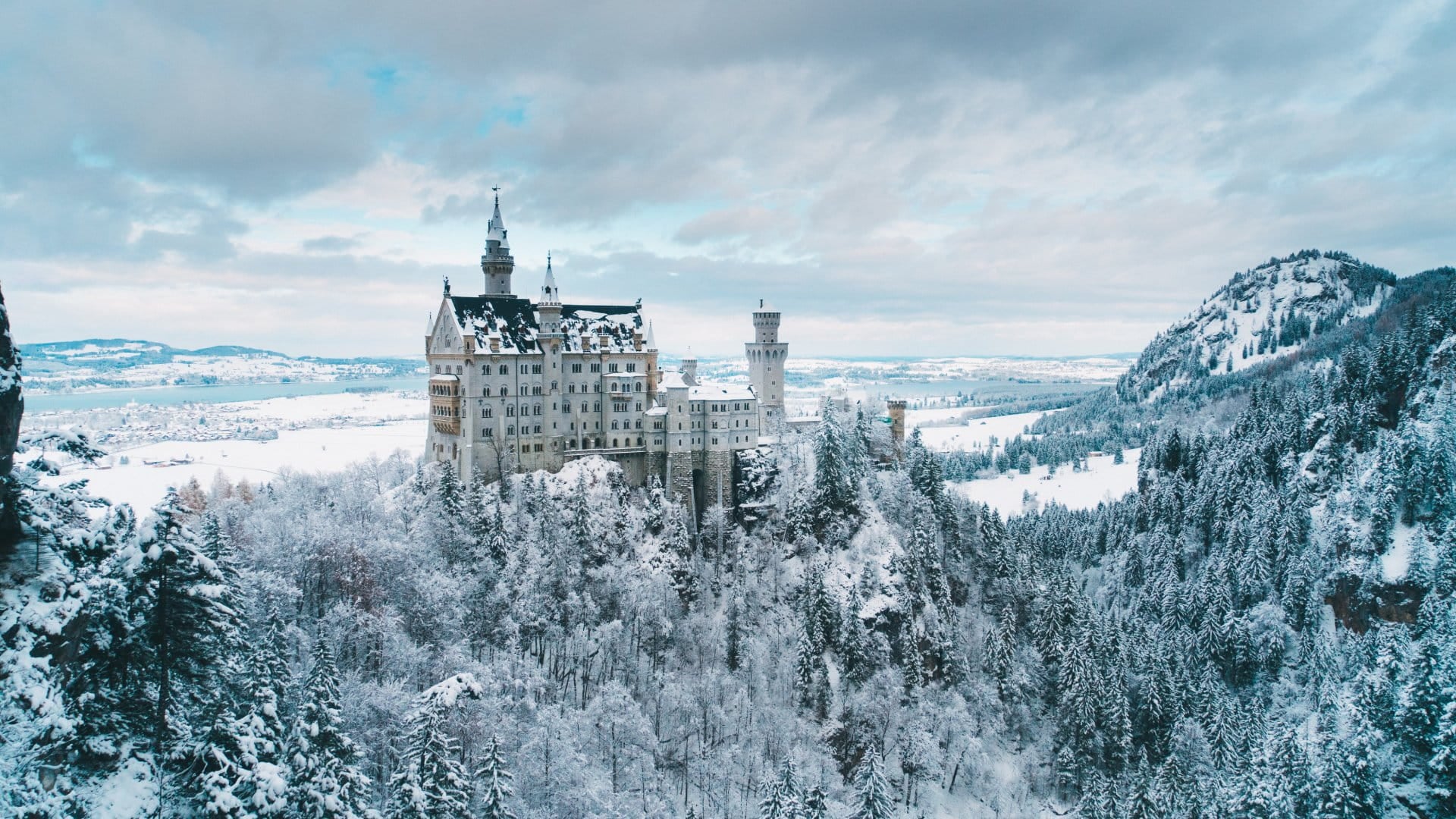 Scenic view of Neuschwanstein castle in Germany in winter Schwangau, Germany