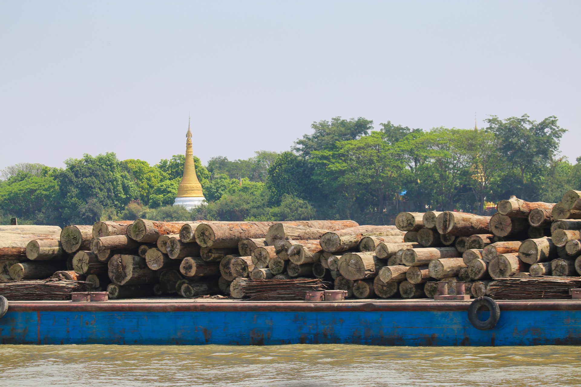 Log ship carriers on the Irrawaddy River
