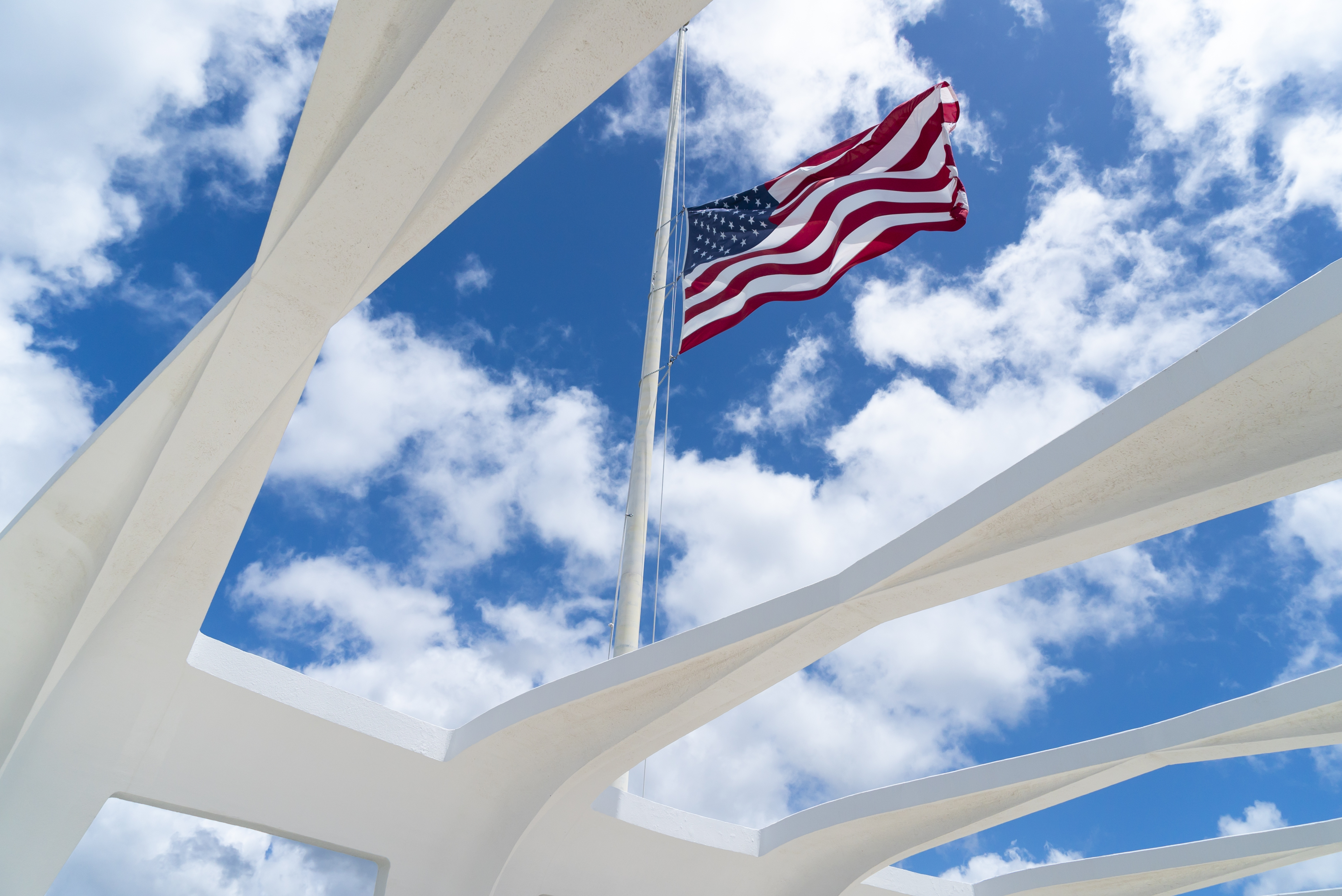 American Flag flying at half staff