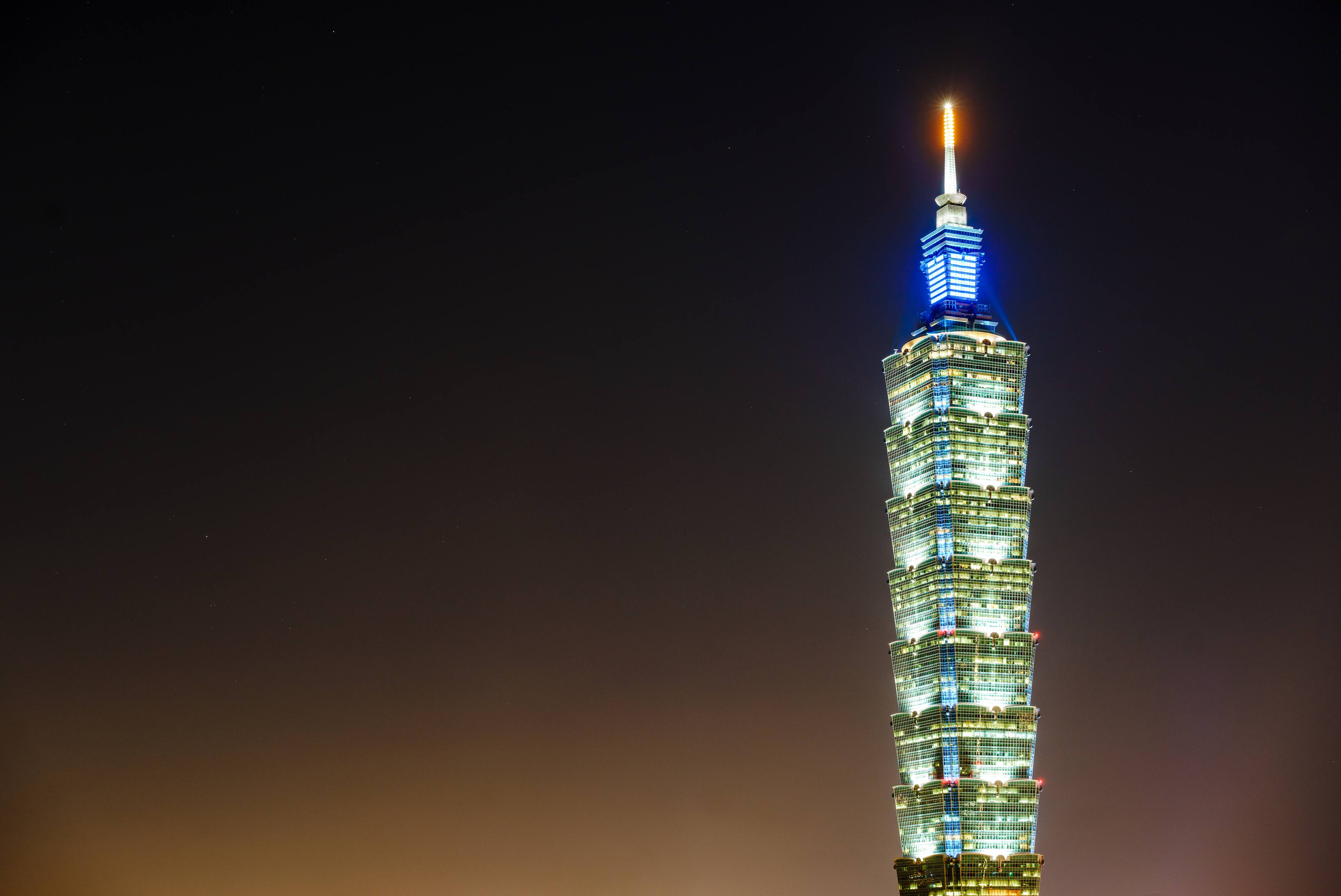 A night view of Taipei 101, one of the world's tallest buildings