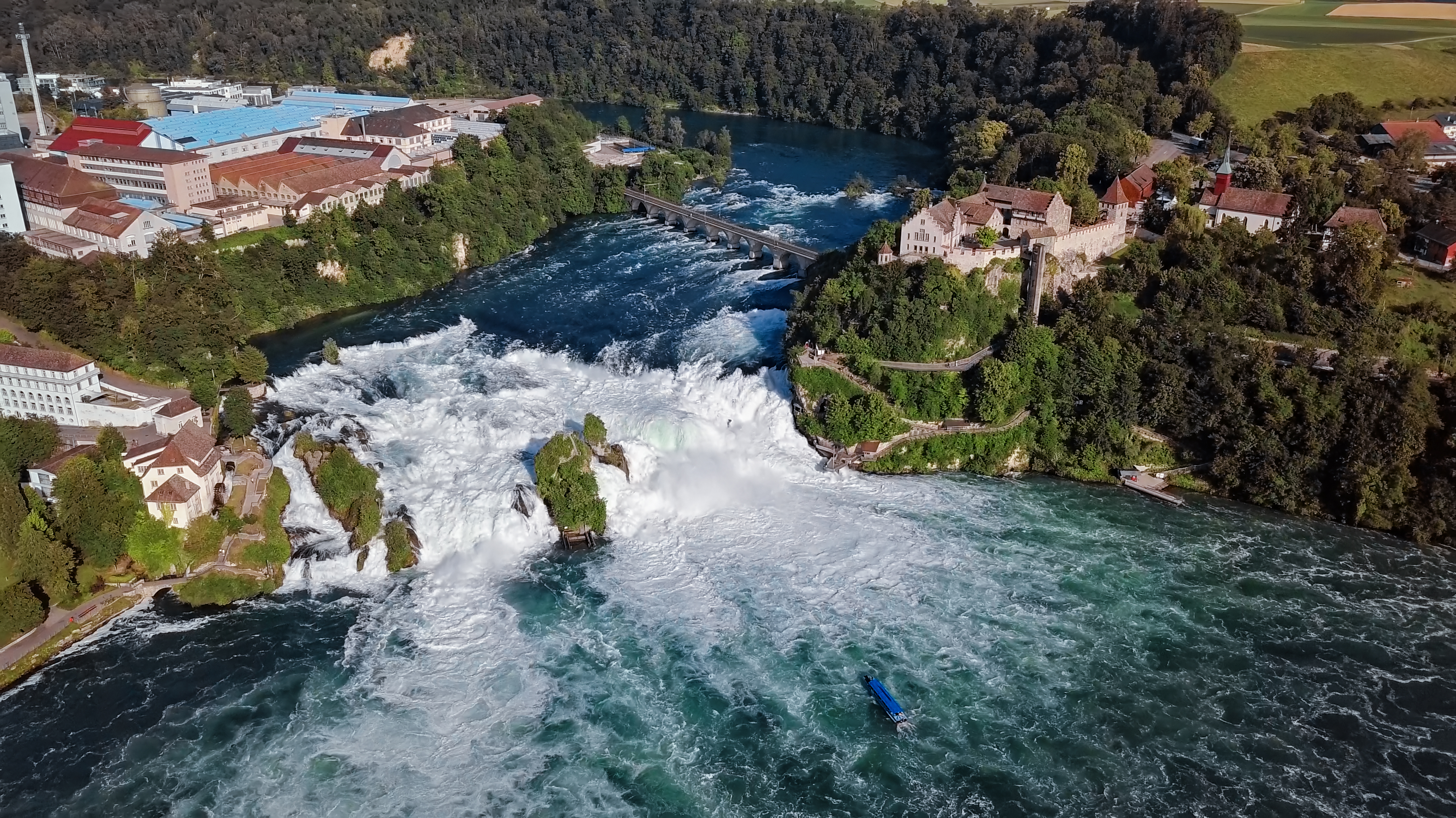 Aerial view of Rhine Falls, Switzerland