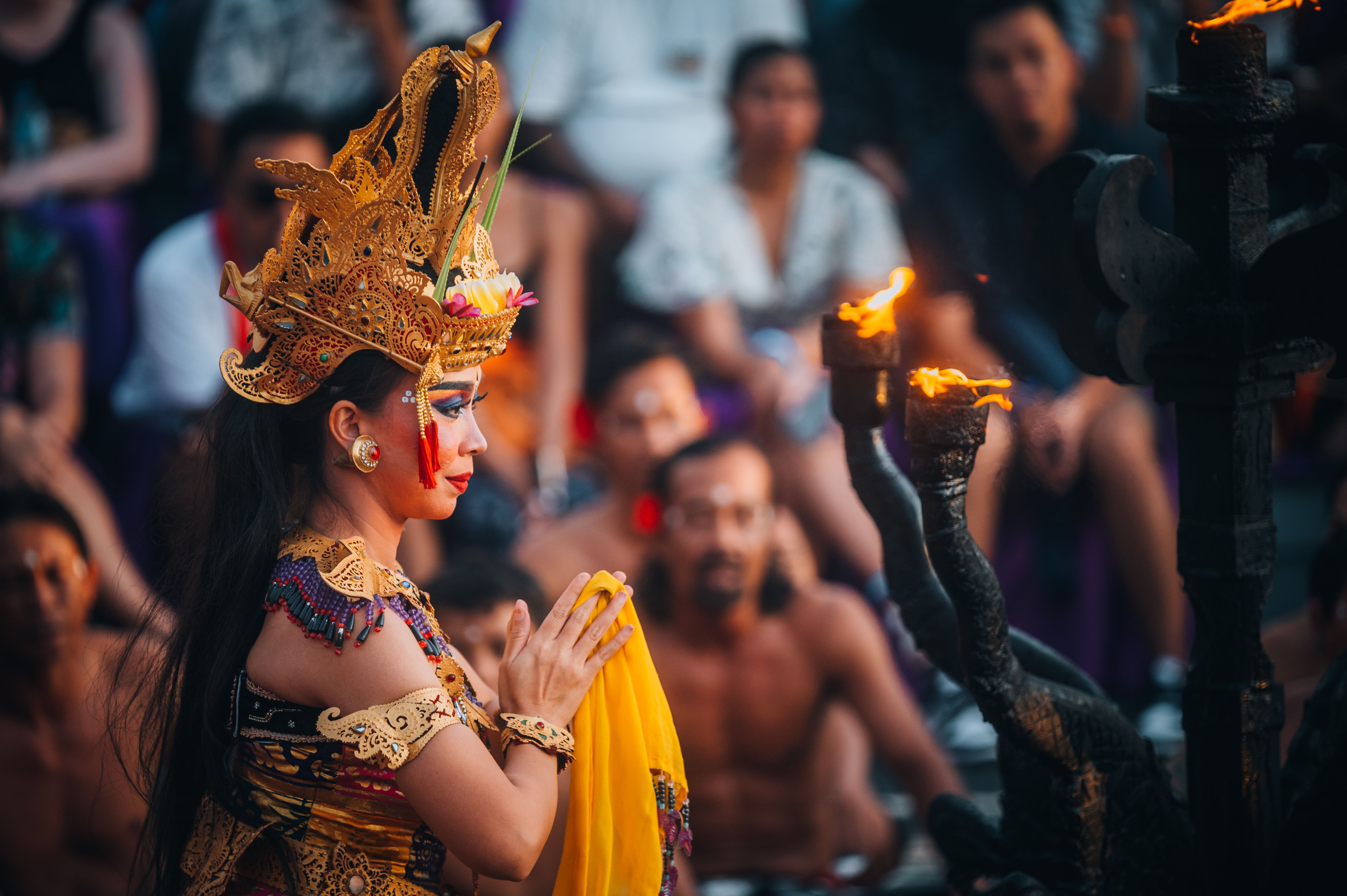 Traditional Balinese Kecak Dance at Uluwatu Temple in Bali, Indonesia.
