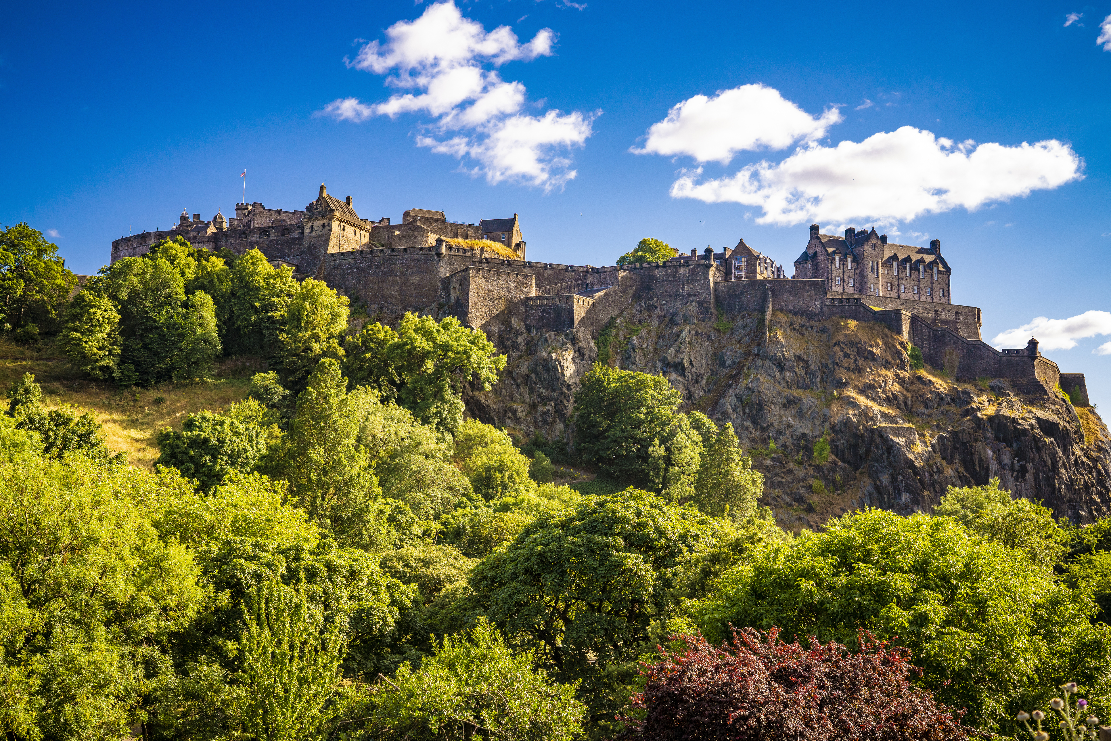 Edinburgh skyline capital city of Scotland UK United Kingdom with the Edinburgh castle.