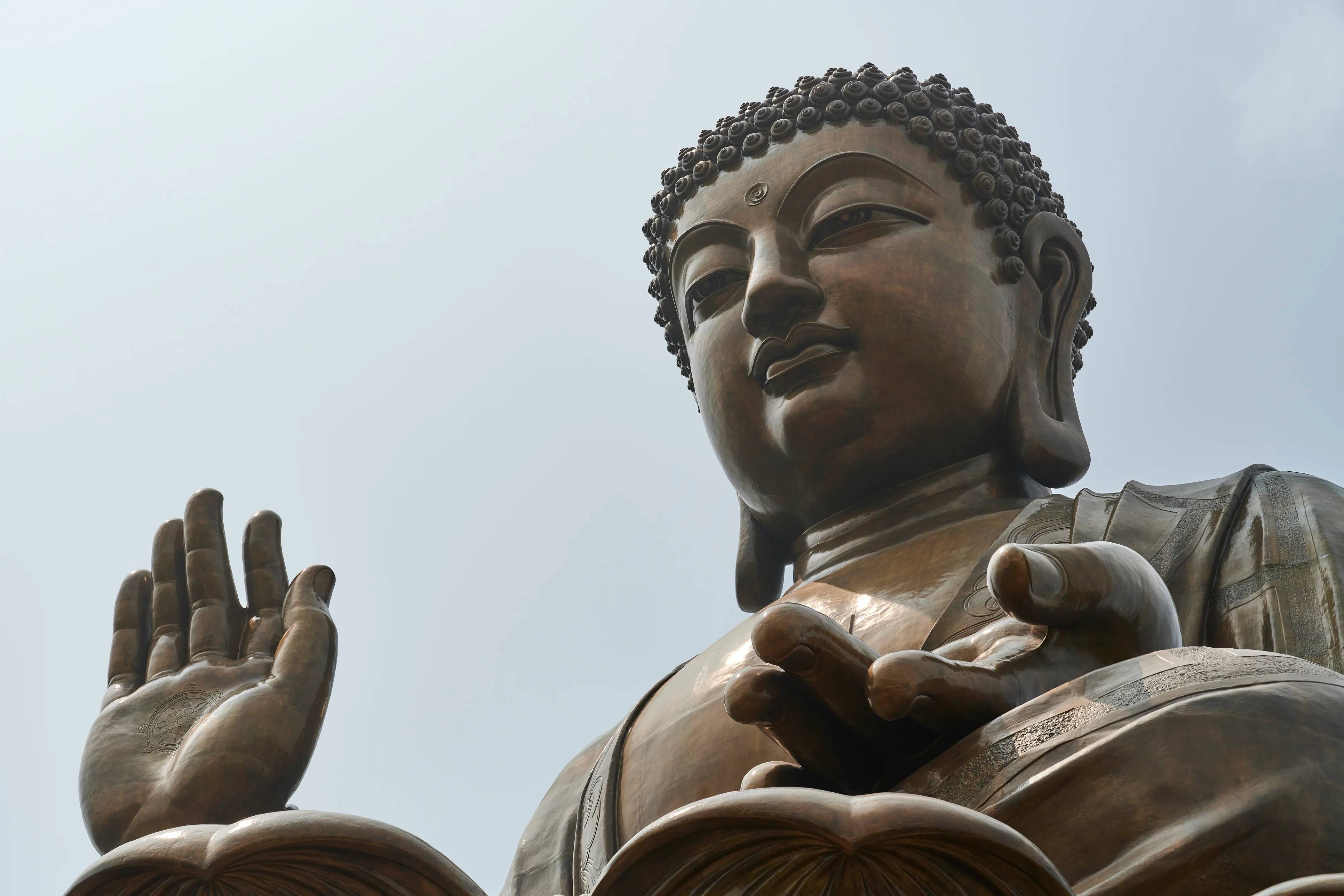 Tian Tan Buddha monument, a large bronze statue of Buddha Shakyamuni, located on top of Ngong Ping on Lantau Island