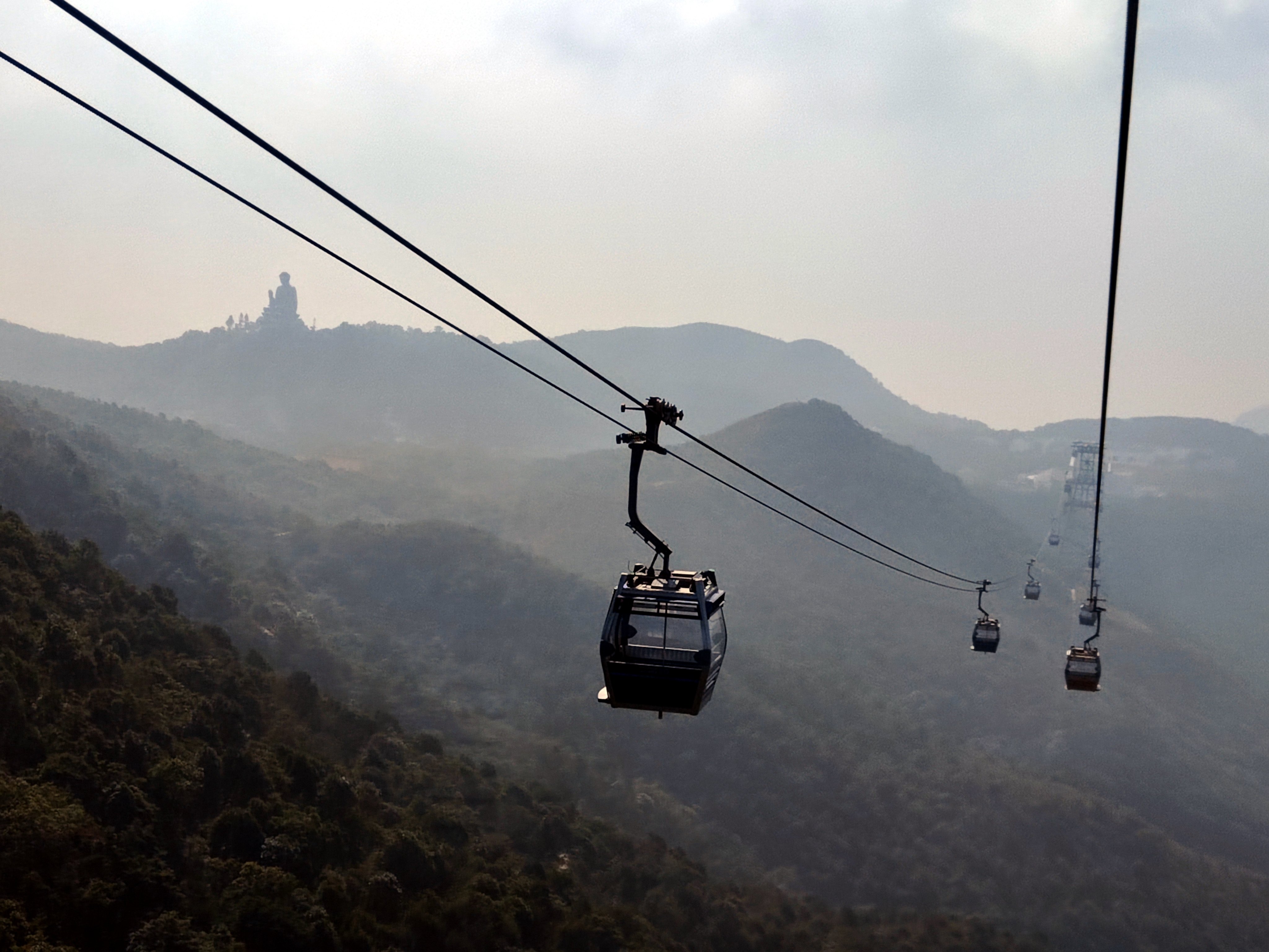 View from the Ngong Ping 360, a cable car in Lantau Island in Hong Kong. It connects Tung Chung, on the north coast of Lantau with the Ngong Ping area that is home of the Po Lin Monastery and the Tian Tan Buddha