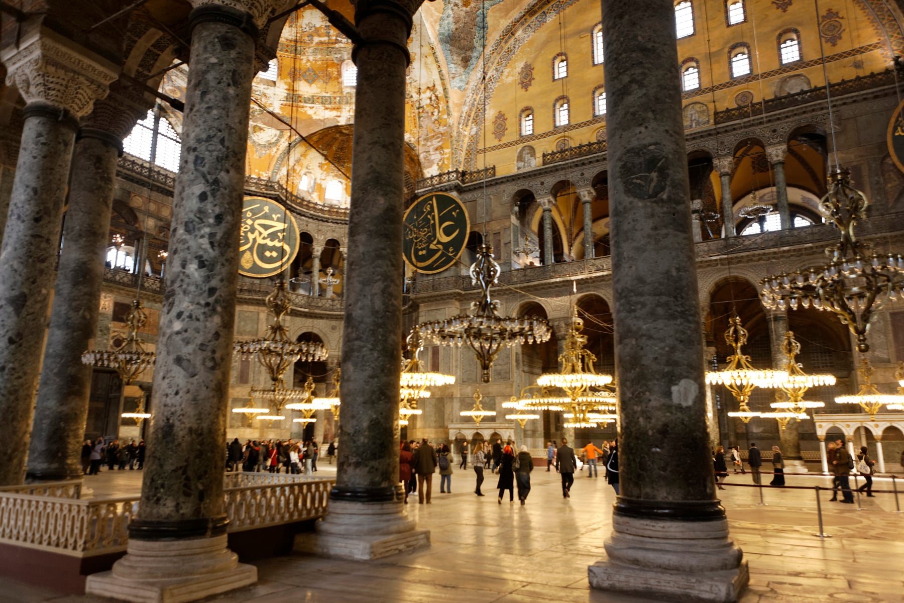 Crowd inside Hagia Sophia.