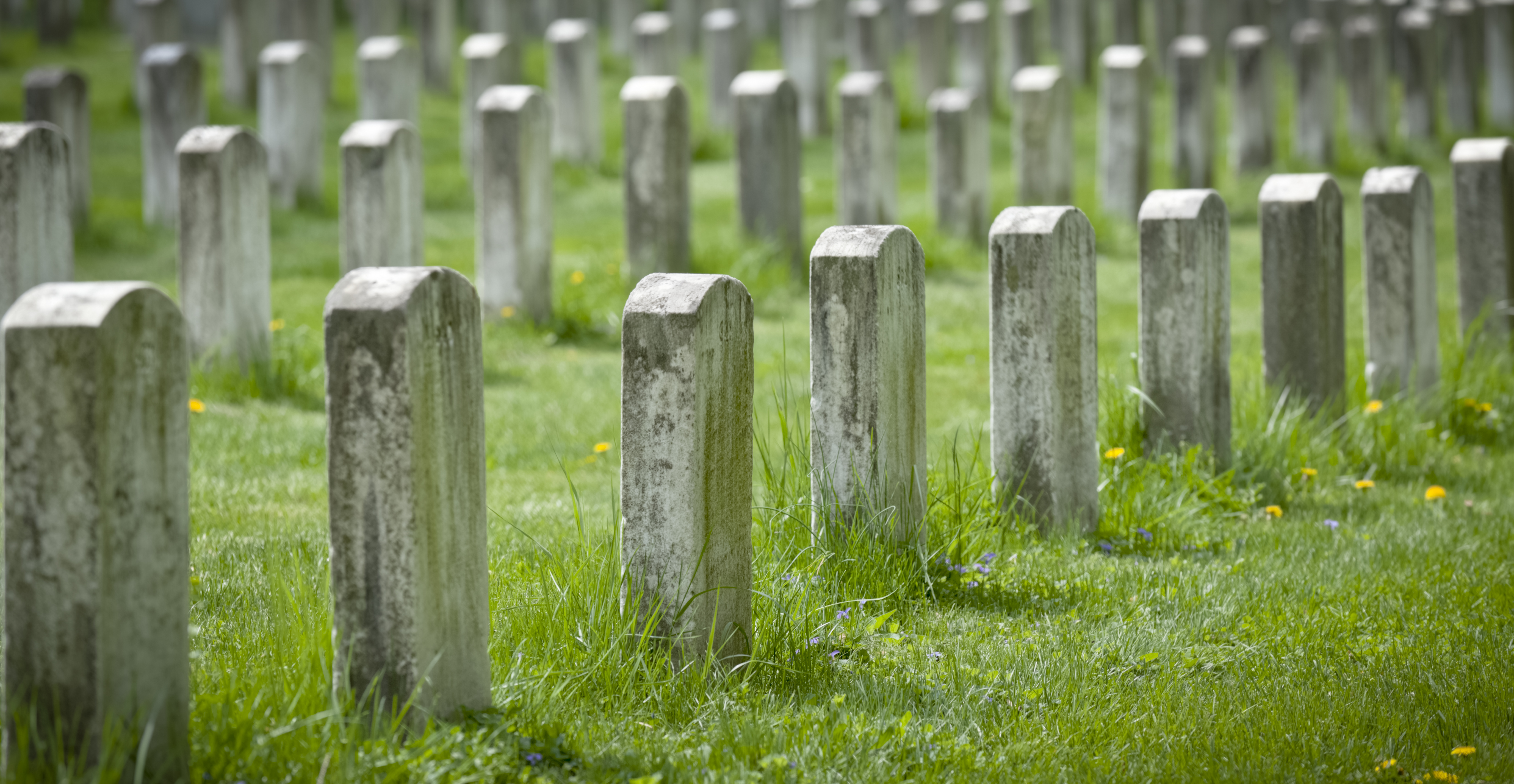 Grave markers at the Gettysburg National Cemetery.