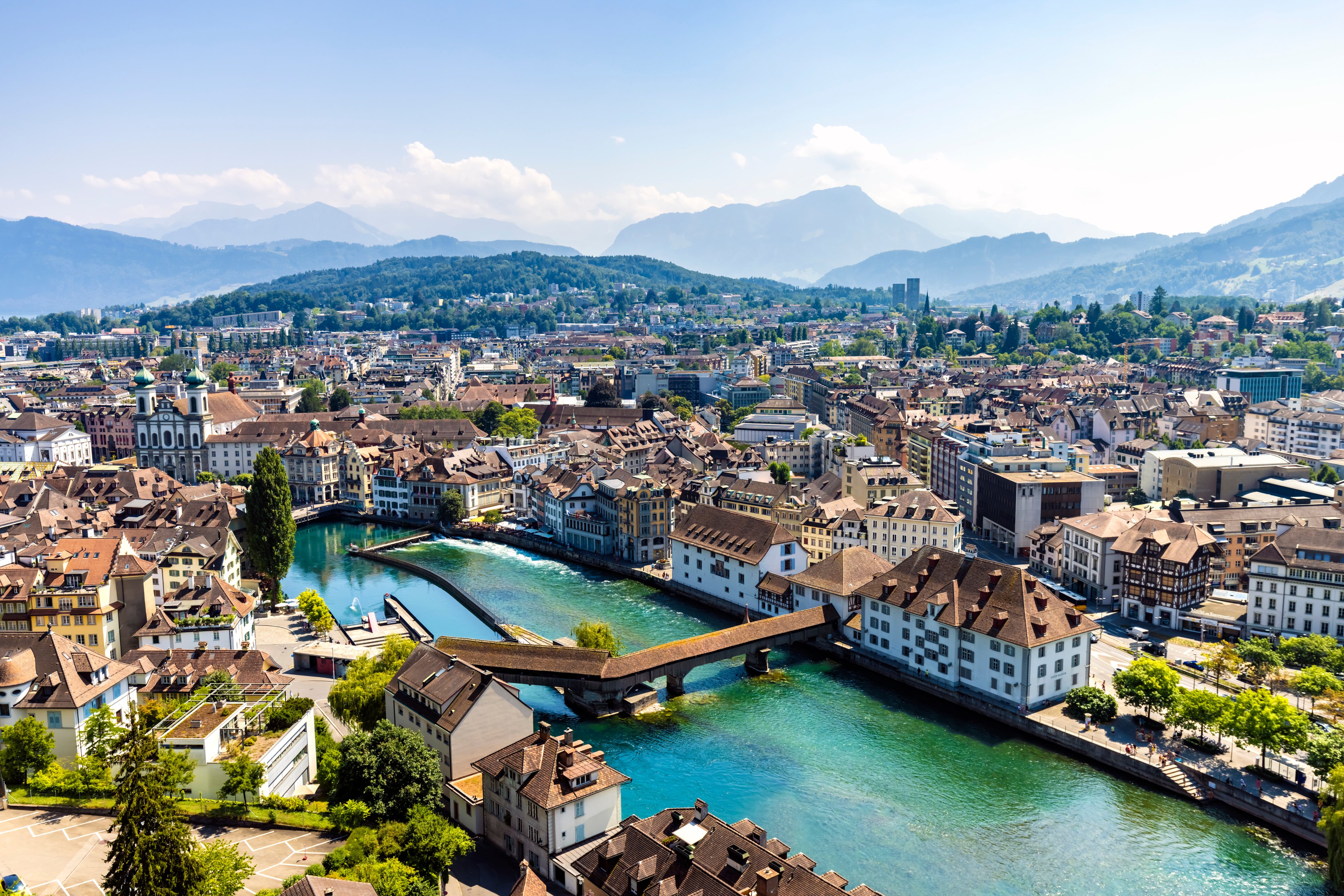 Old Town of Lucerne, Swtizerland Aerial view of Lucerne, Switzerland.