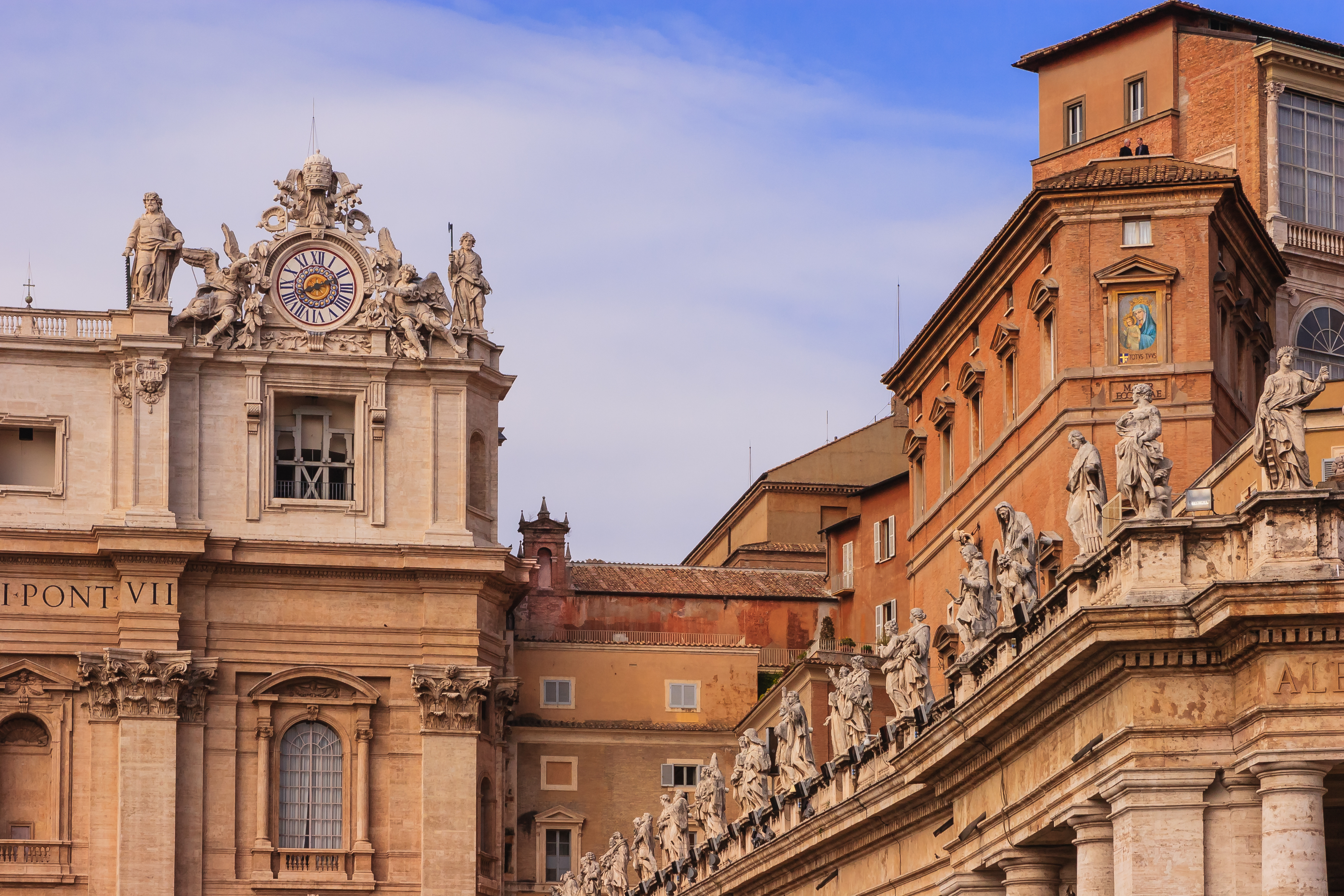 External view of the Sistine Chapel at the Vatican City, seen at the centre of the photo