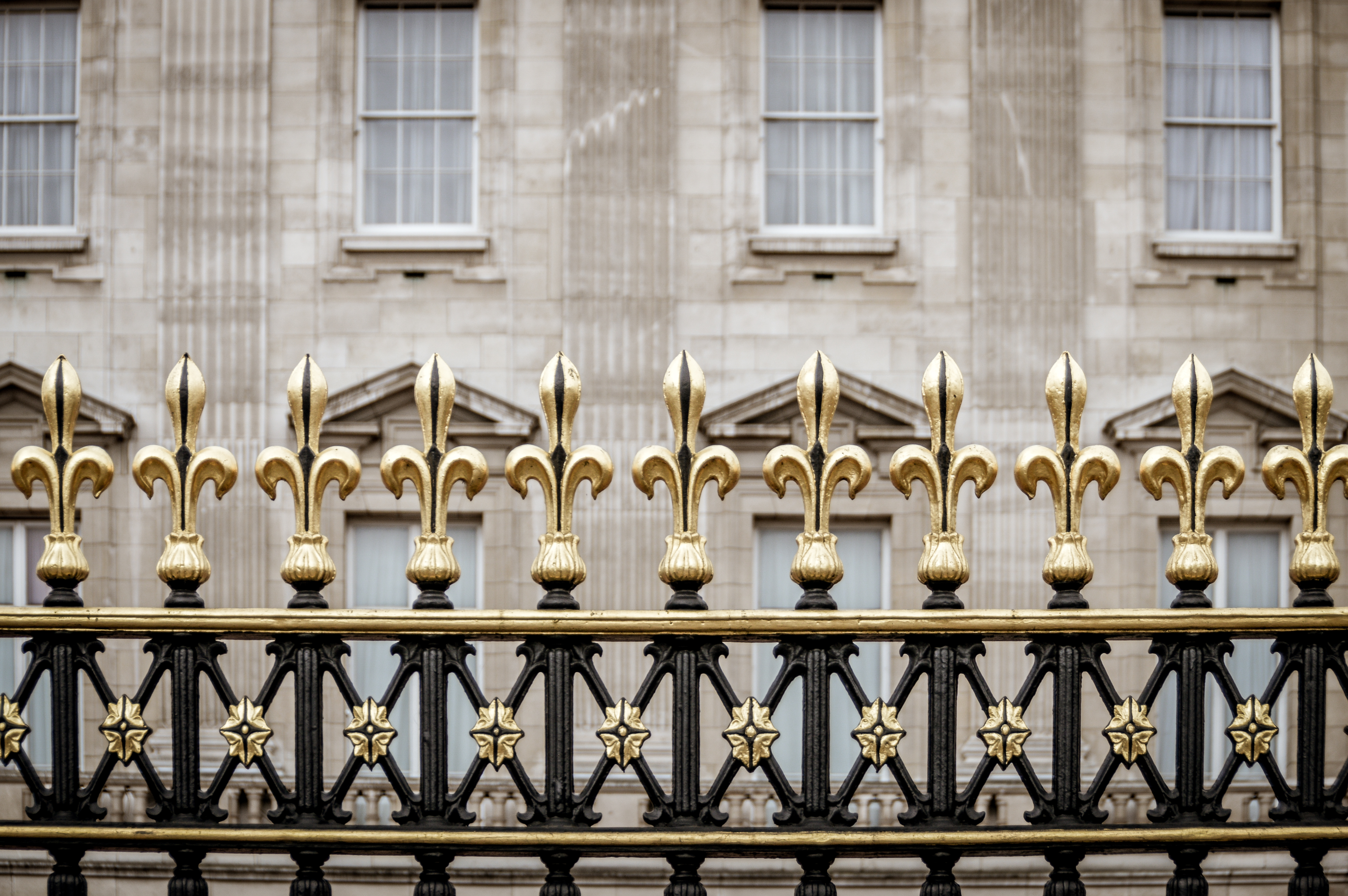 Decorative gate at Buckingham Palace in London, UK.