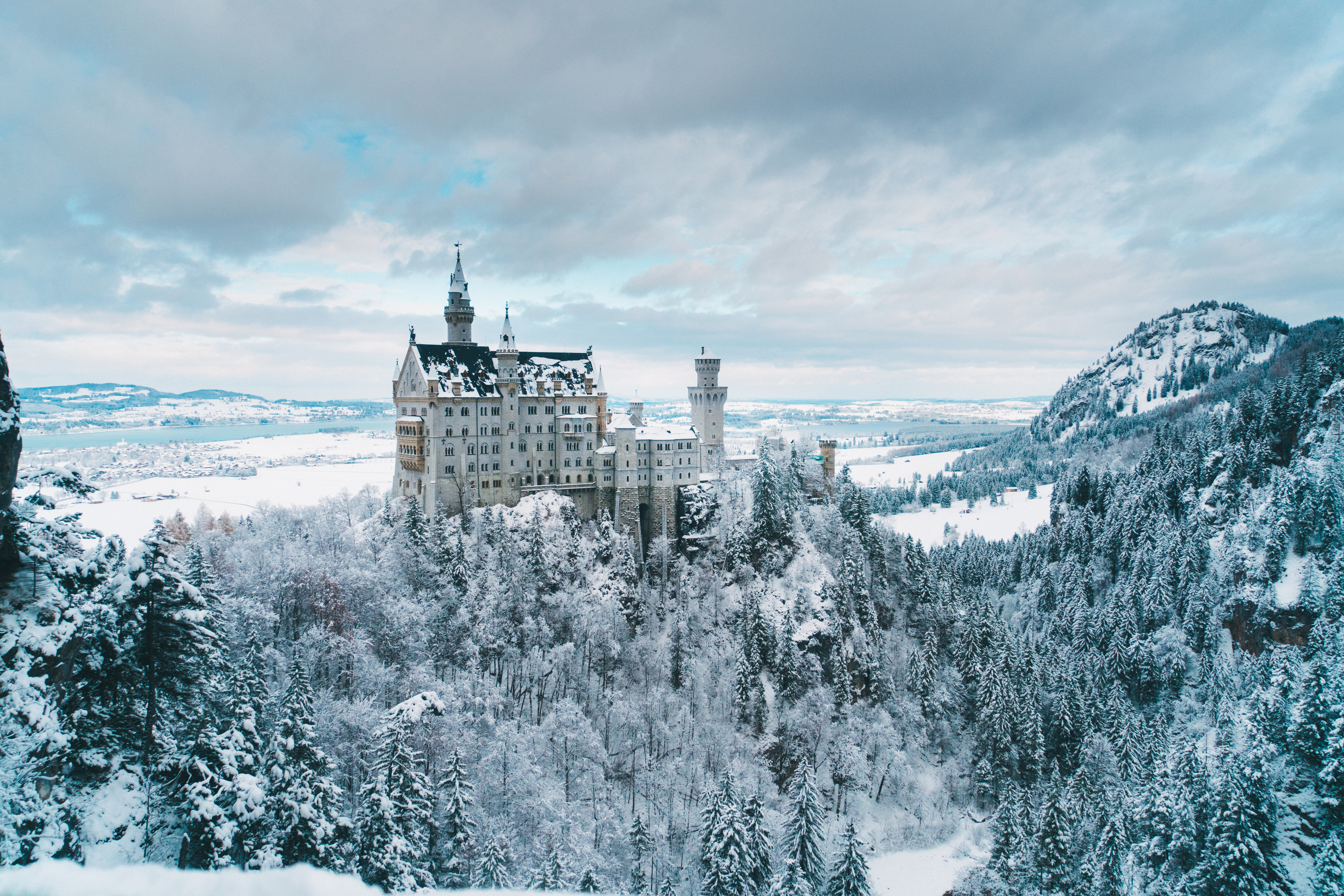 Scenic view of Neuschwanstein castle in Germany in winter Schwangau, Germany