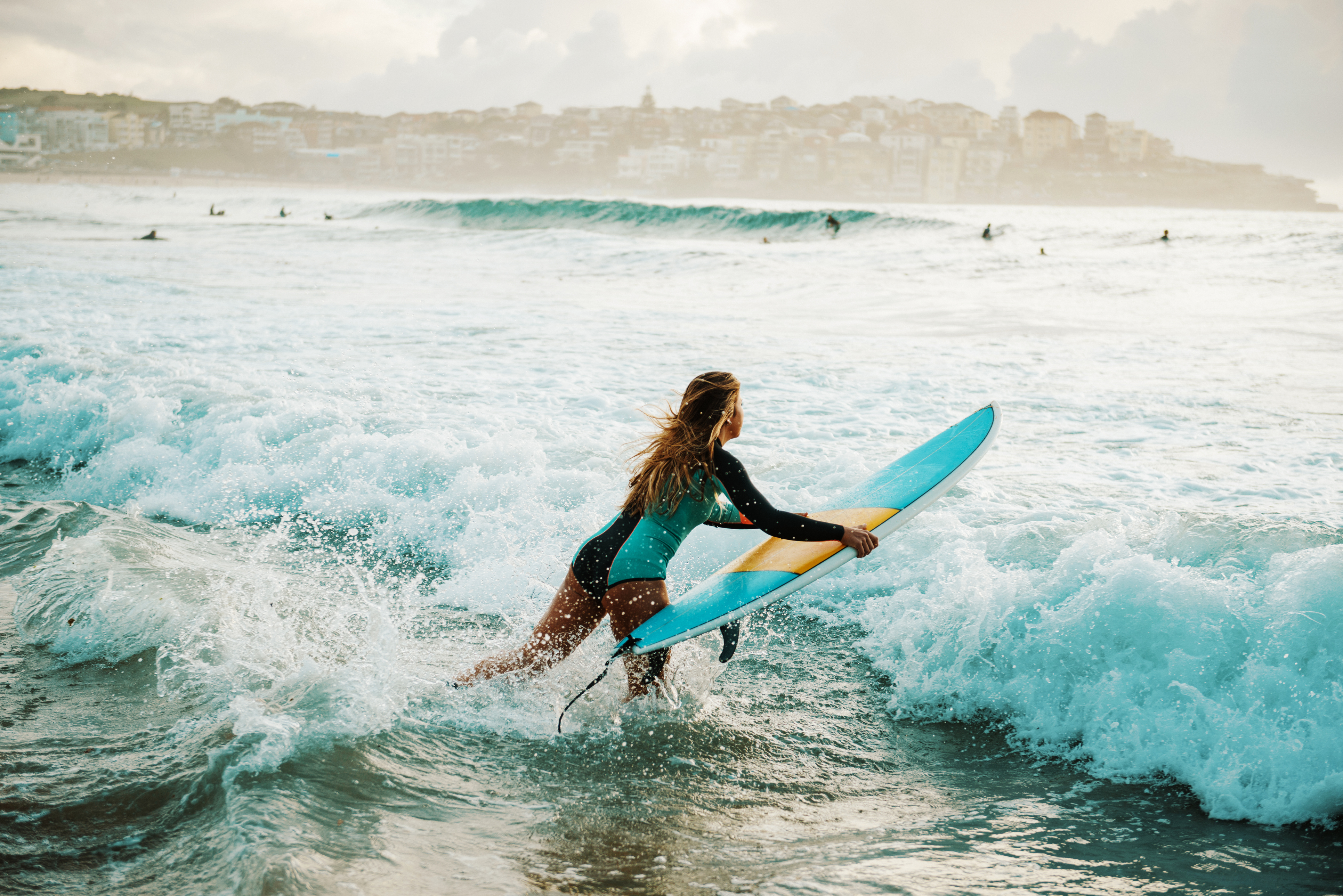 surfing at bondi beach