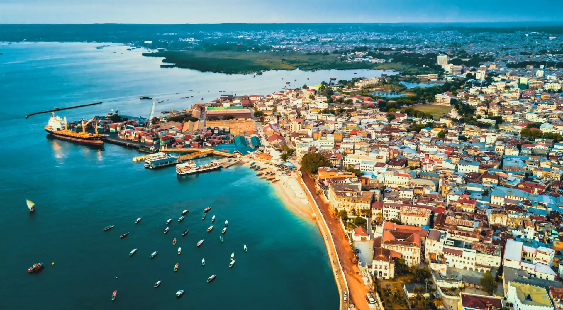 Aerial View of Stone Town, Zanzibar, Tanzania