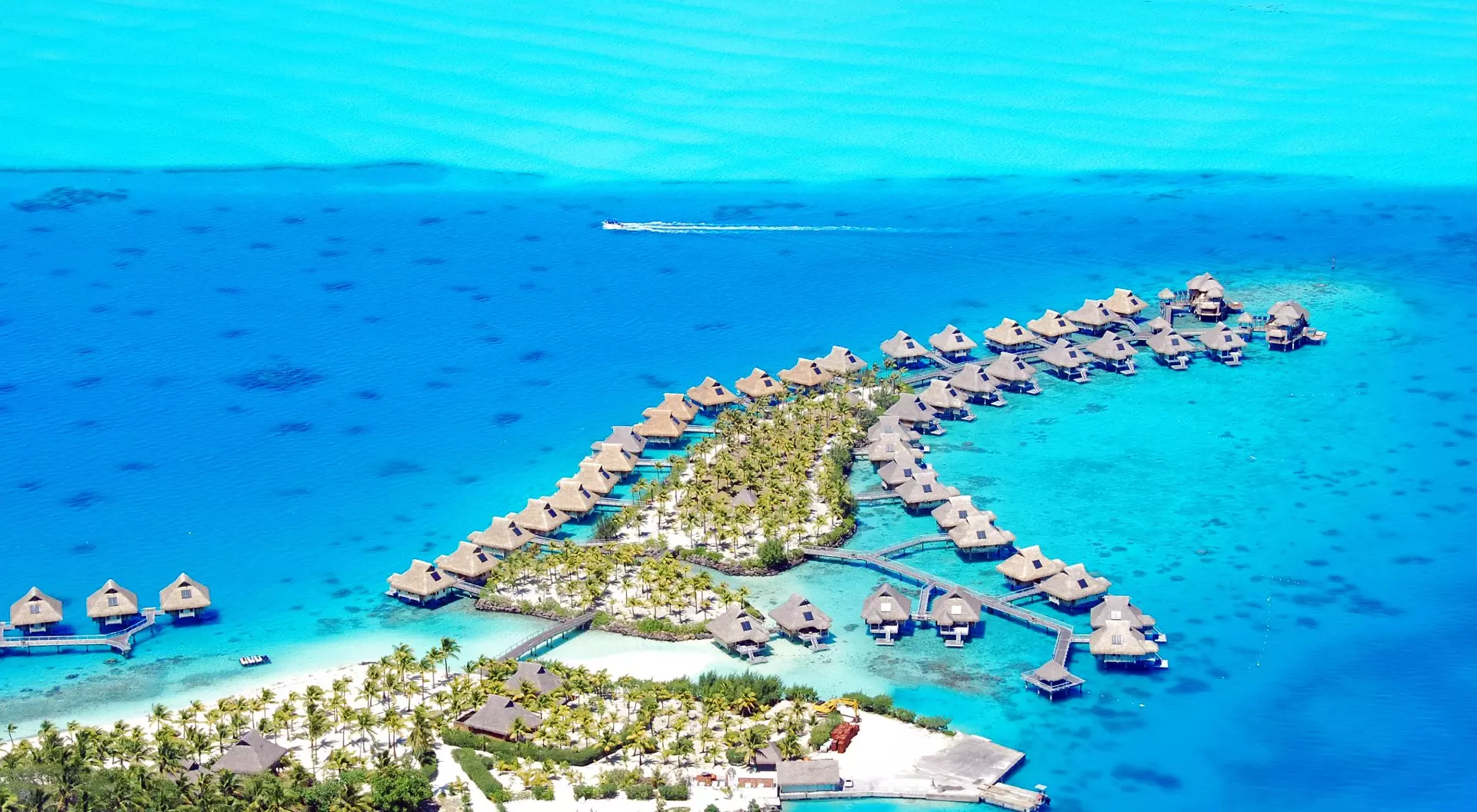 Bora Bora, French Polynesia Aerial view of Bora Bora resort, Bora Bora Vacations