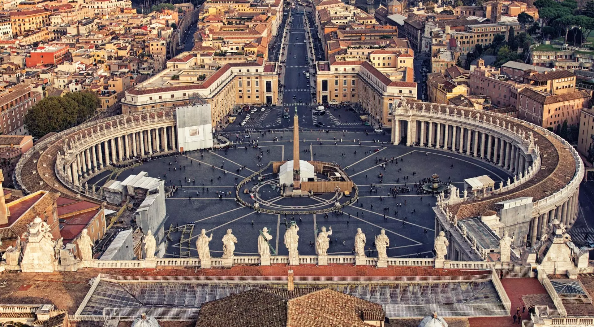 Aerial view over St Peter's Square (Piazza San Pietro) in Vatican City, Italy
