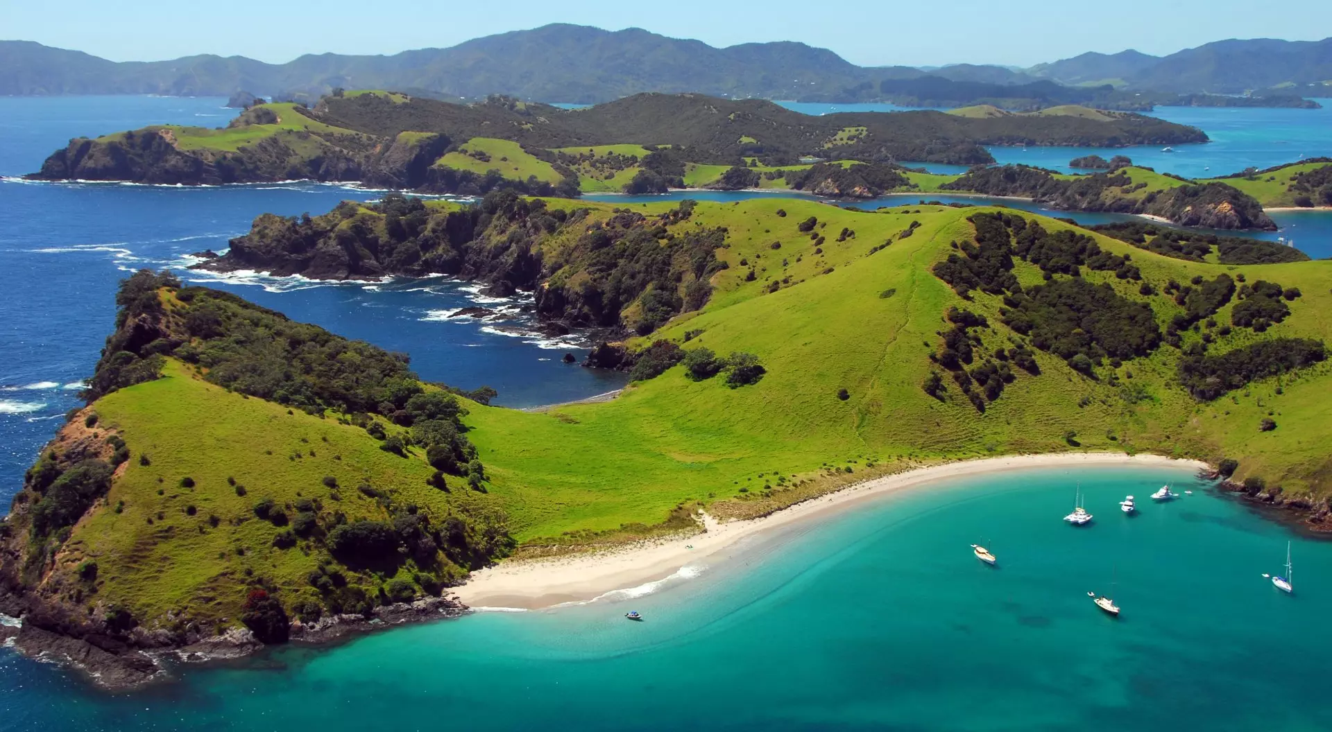 New Zealand Aerial view of Bay of Islands