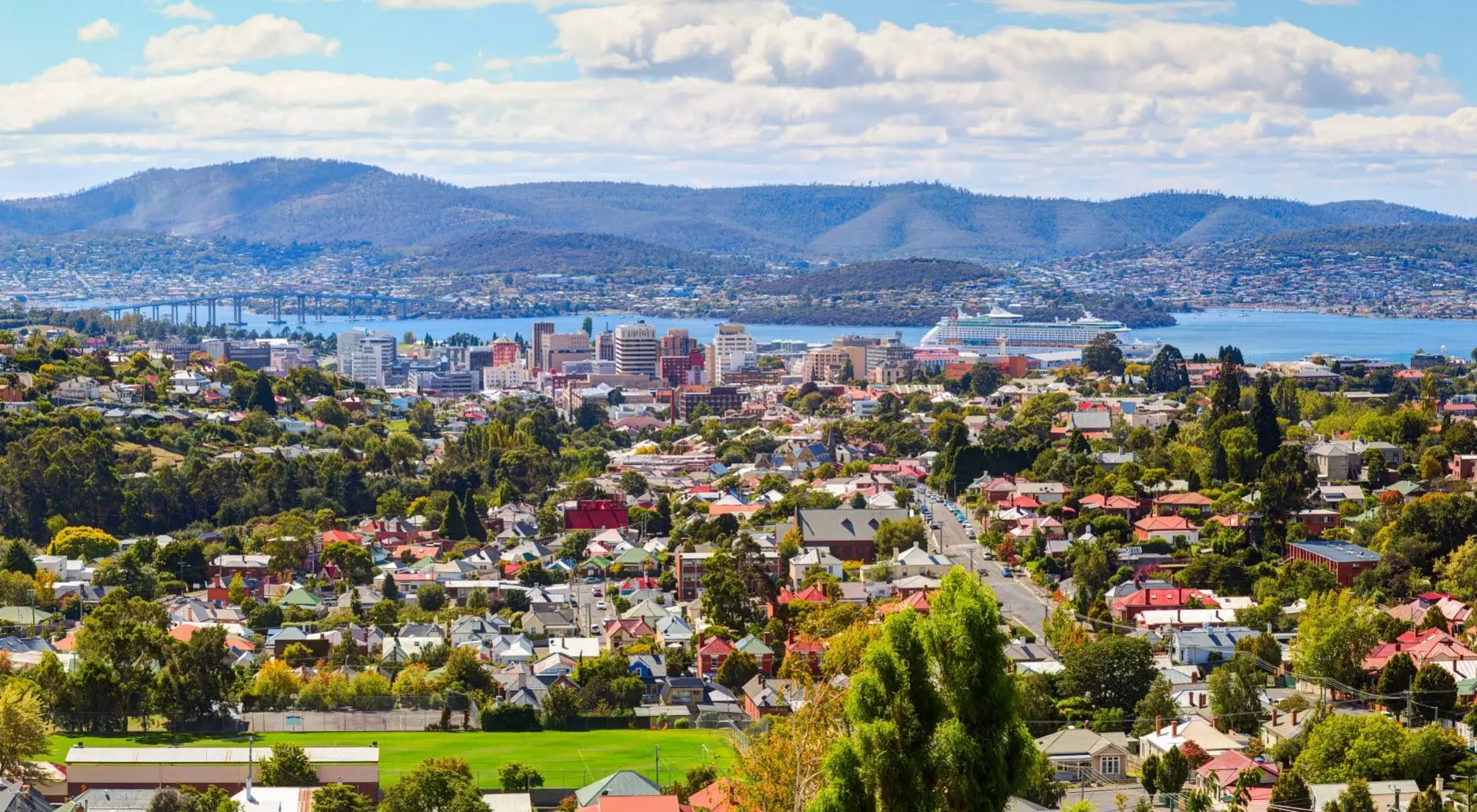 Tasmania, Australia Aerial View of Hobart, Tasmania, Australia