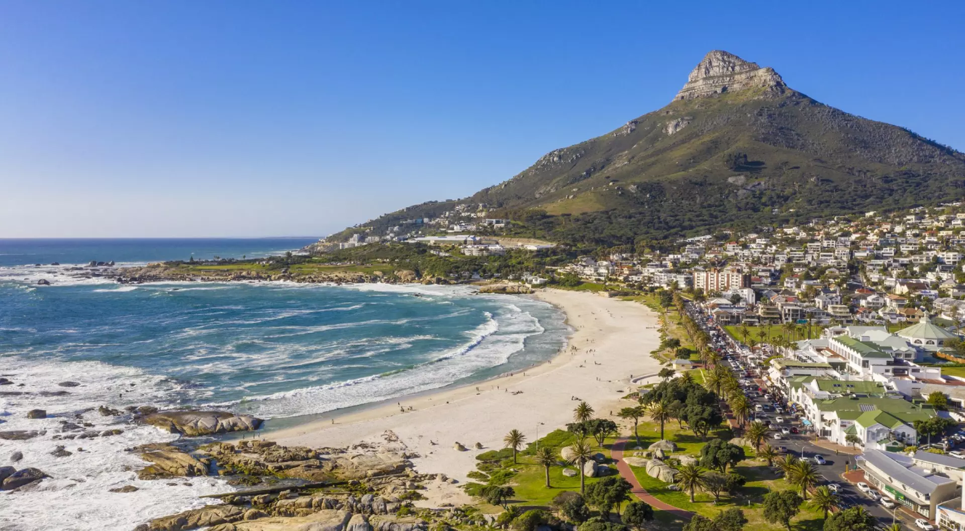 Cape Town, South Africa Beach in Camps Bay, Cape Town, South Africa.