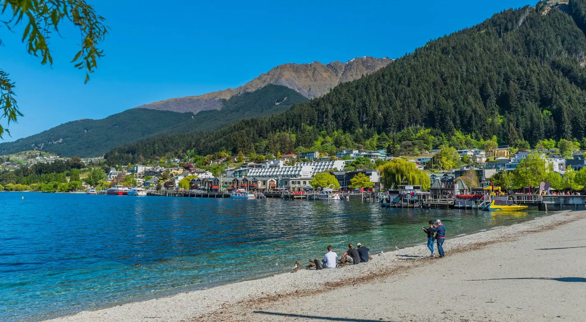 Beach on lake Wakatipu, Queenstown, New Zealand