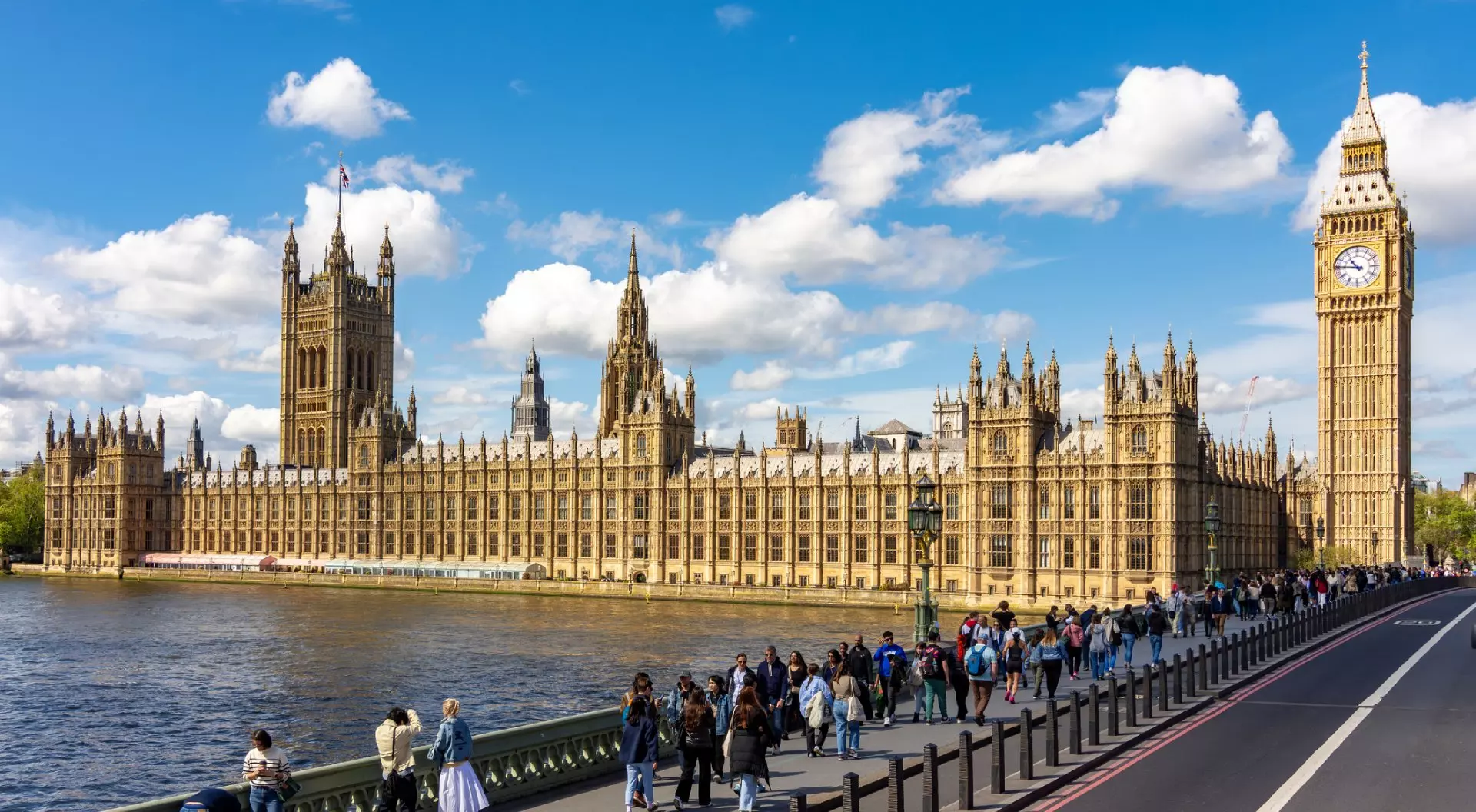 Big Ben with Houses of Parliament from Westminster bridge, London, UK 