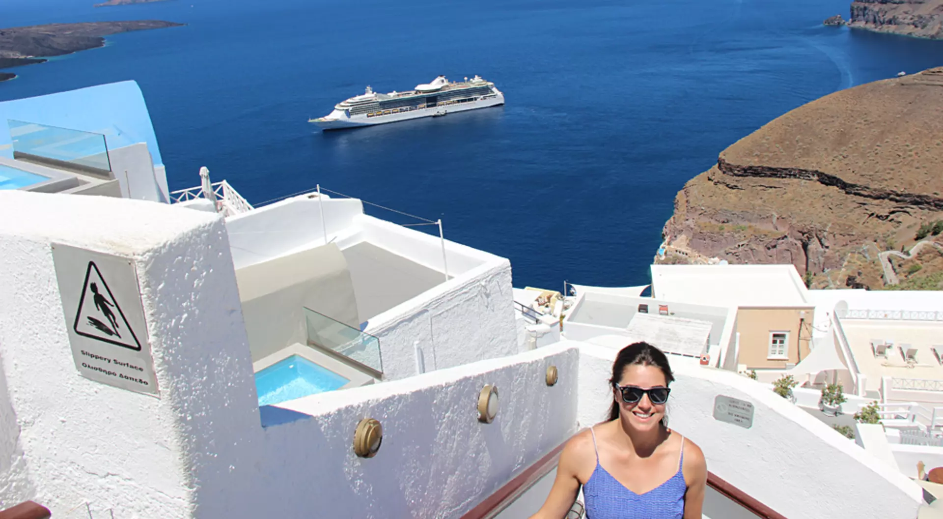 View of Mediterranean Sea from Santorini, Greece