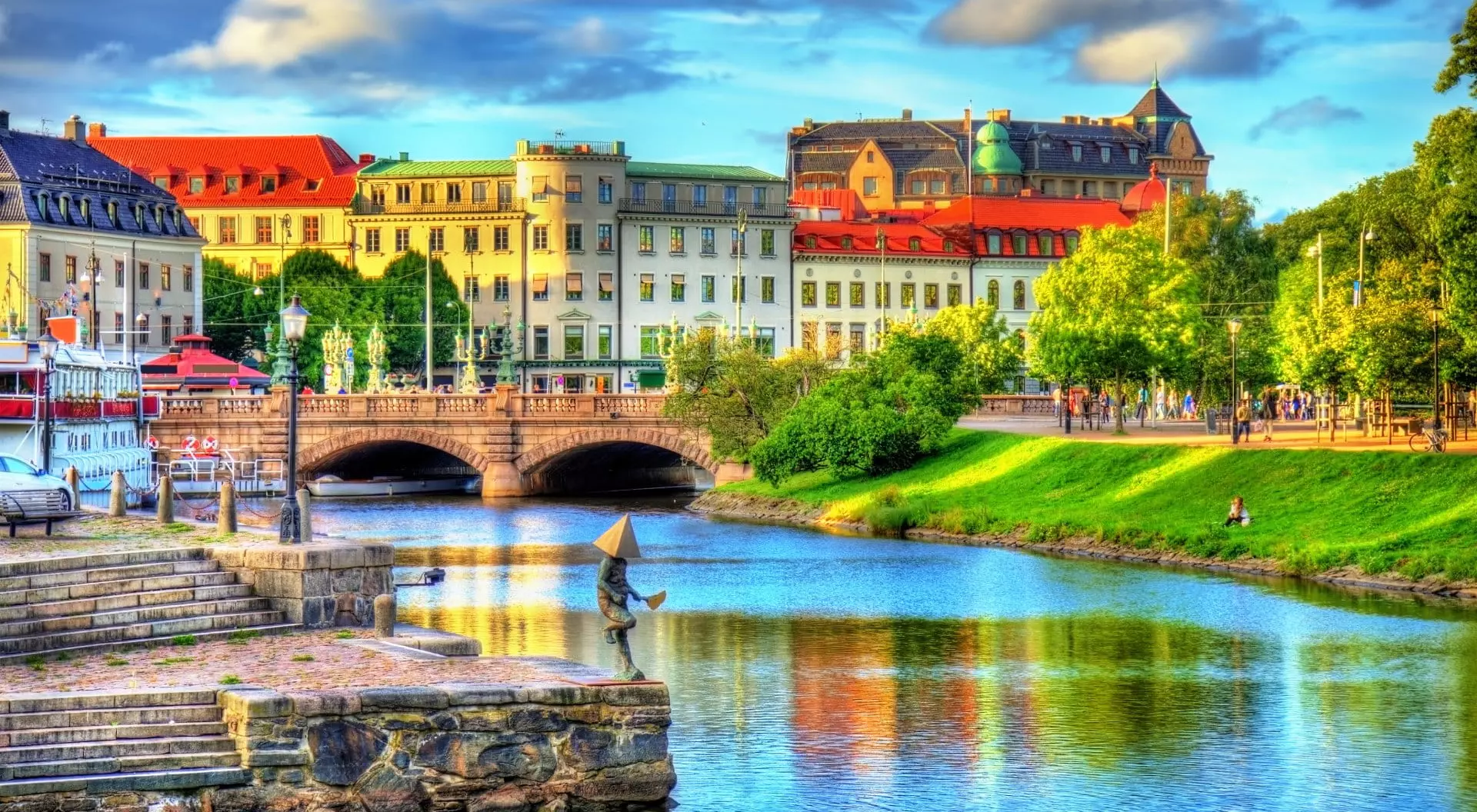 Canal in the historic centre of Gothenburg, Sweden