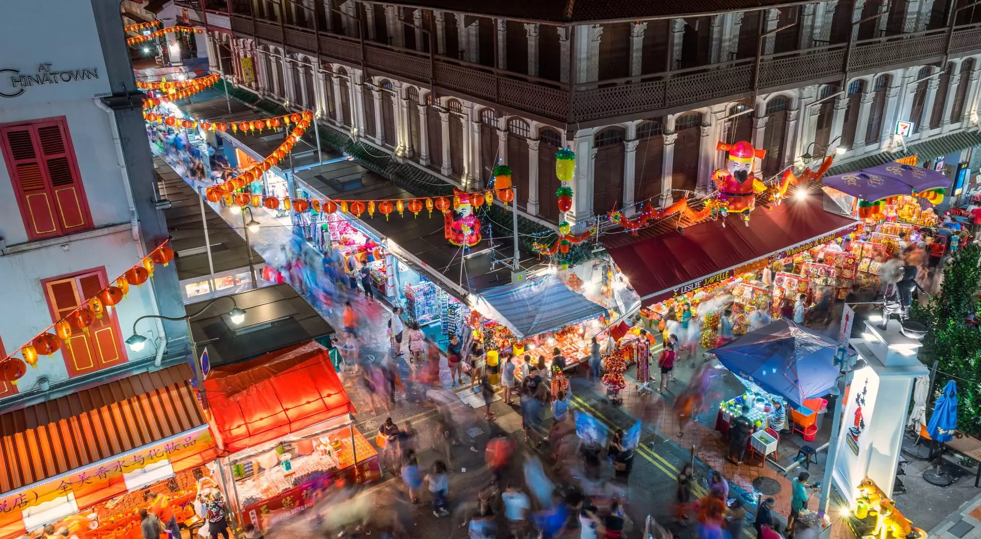 Crowded alley during Chinese New Year in Chinatown, Singapore.