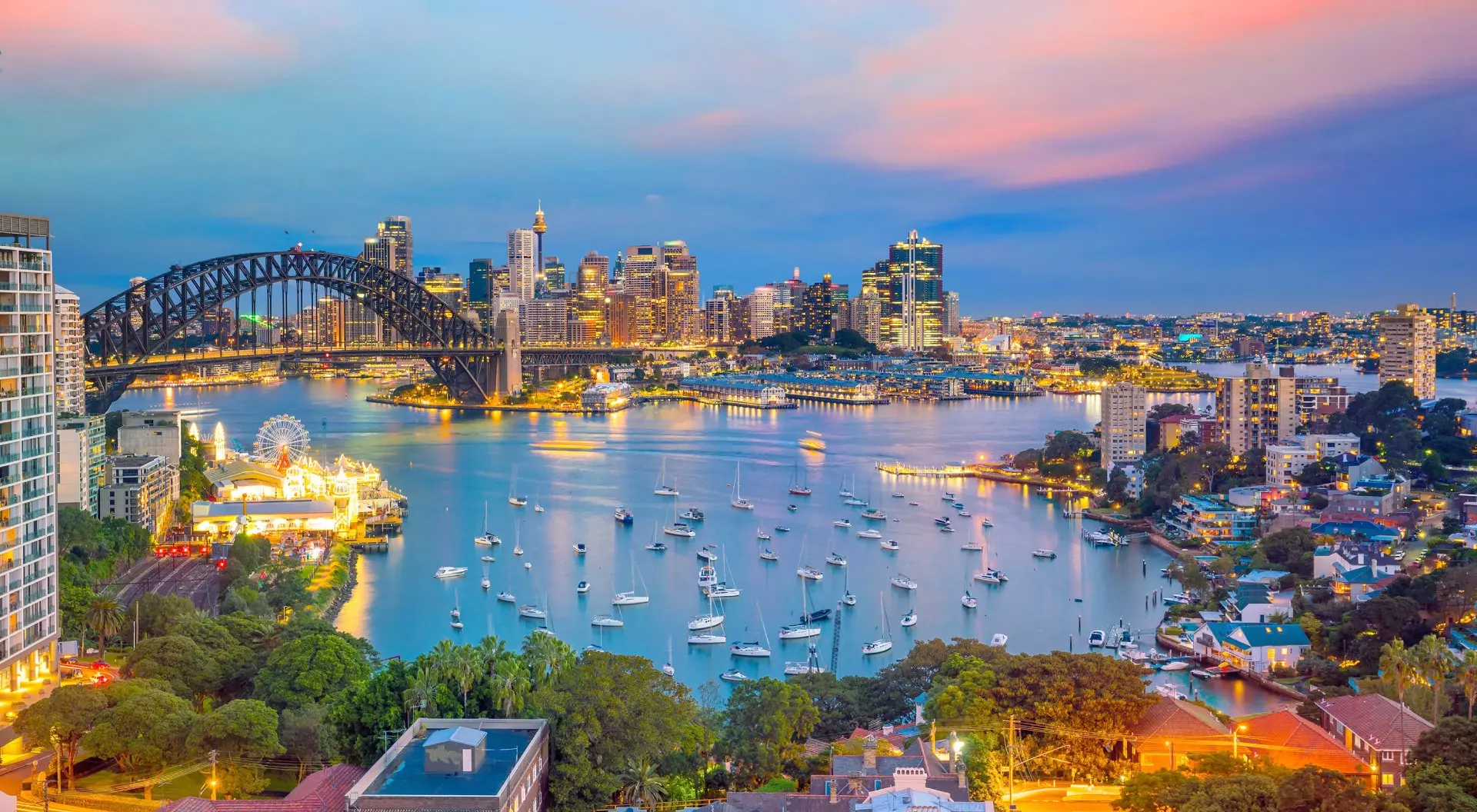 New South Wales, Australia Downtown Sydney skyline at twilight, New South Wales, Australia