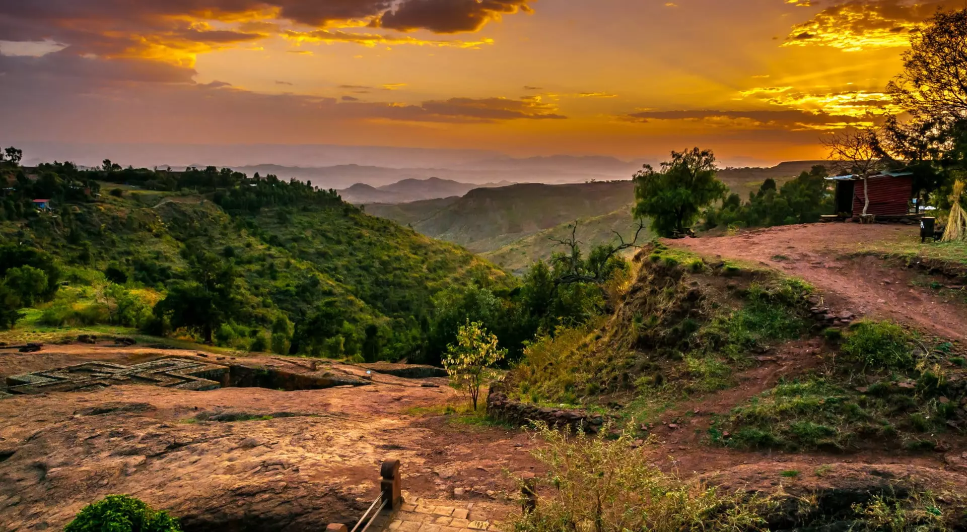 Evening View with Church of St. George in Lalibela, Ethiopia