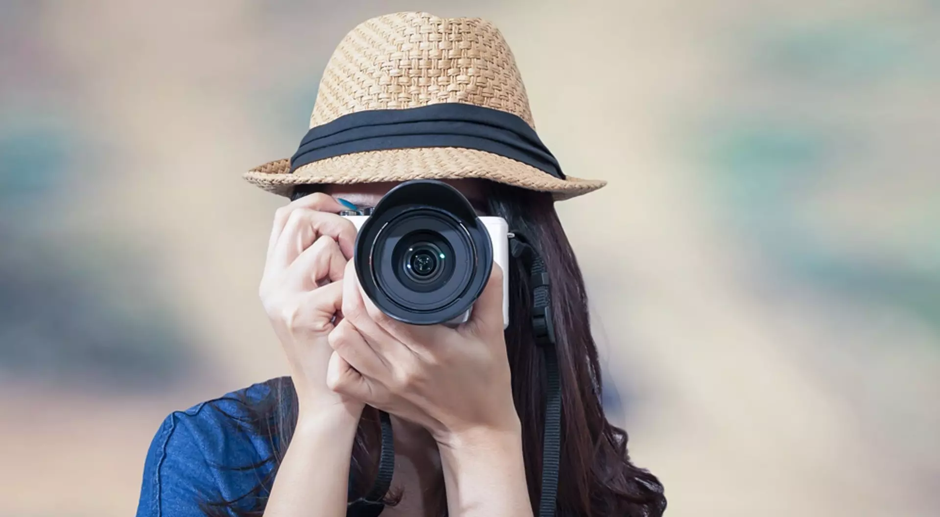Female traveller taking a photograph