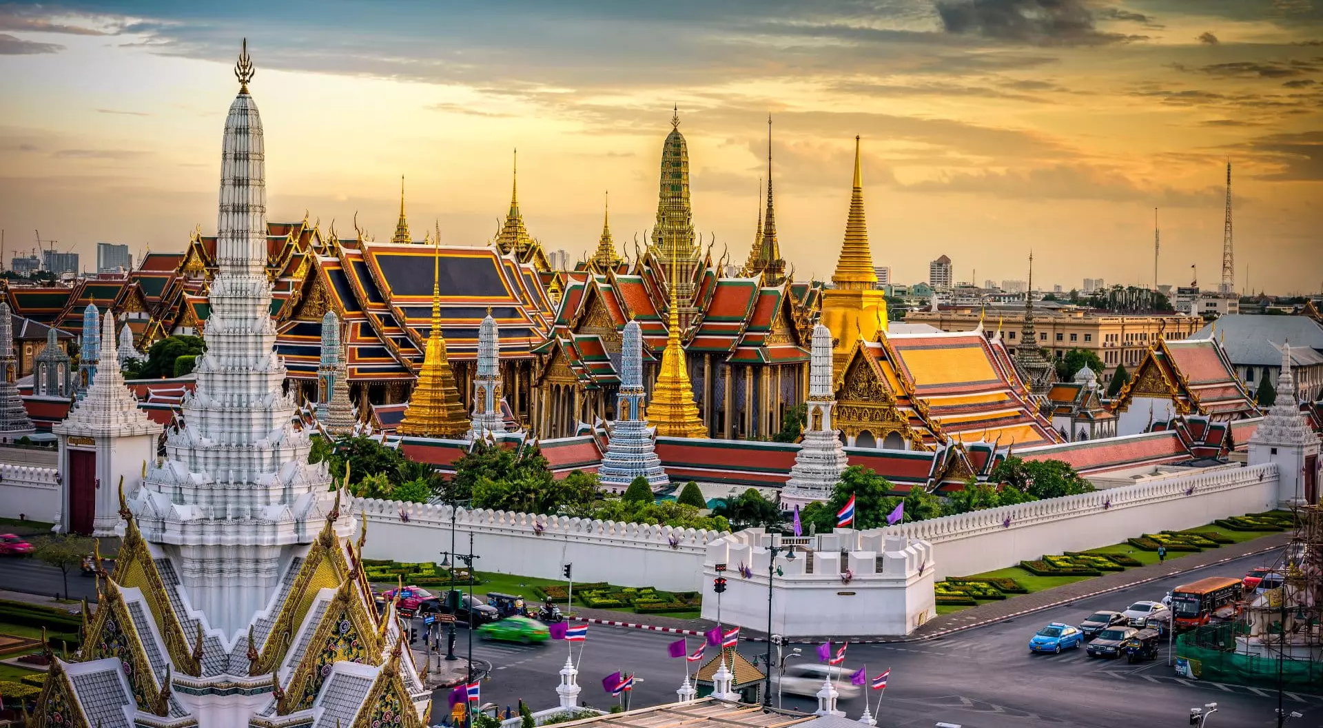 Grand Palace and Wat Phra Keaw at Sunset, Bangkok, Thailand