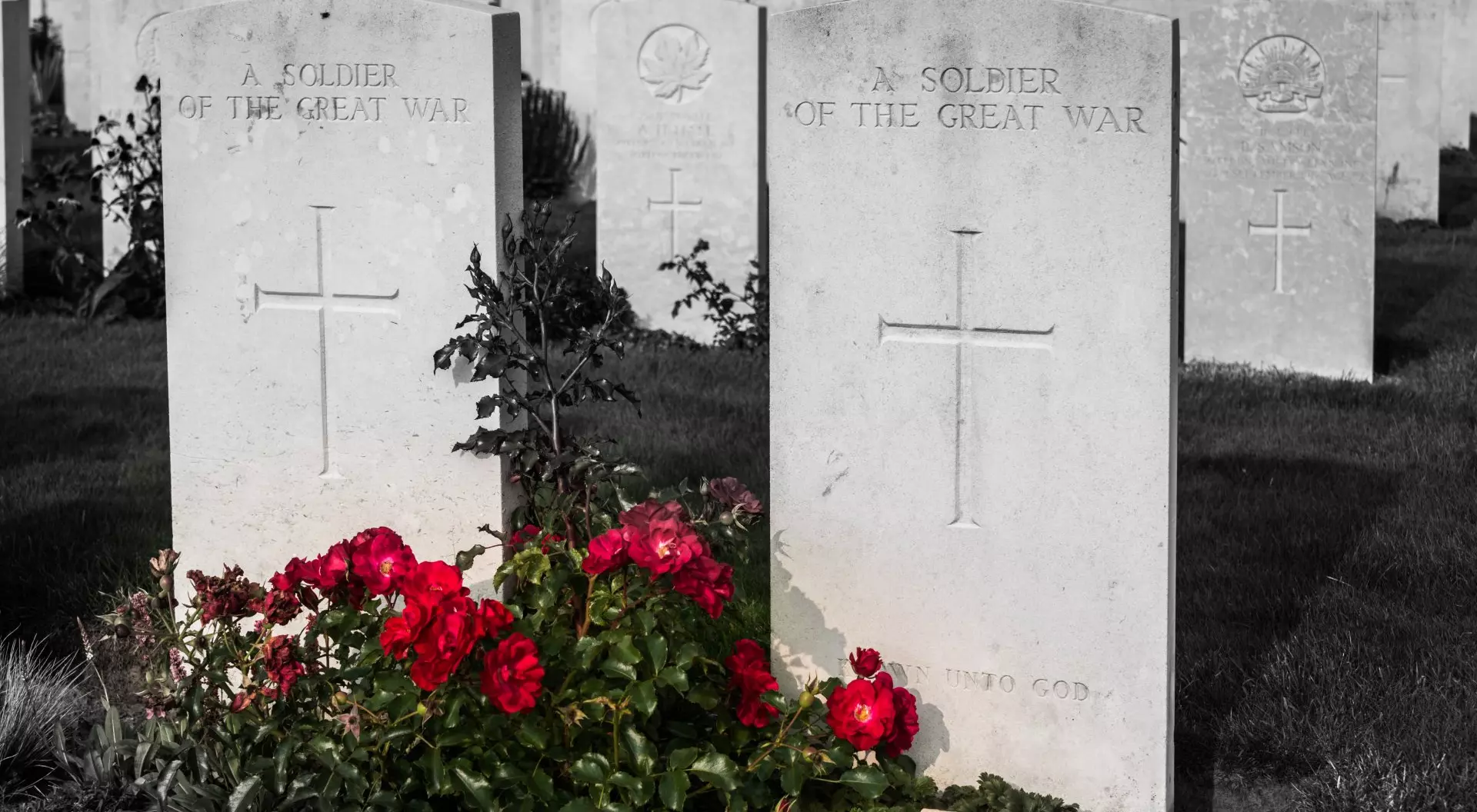 Belgium Headstones of Unknown Soldiers of World War One at Tyne Cot Cemetery, Passchendaele, Belgium