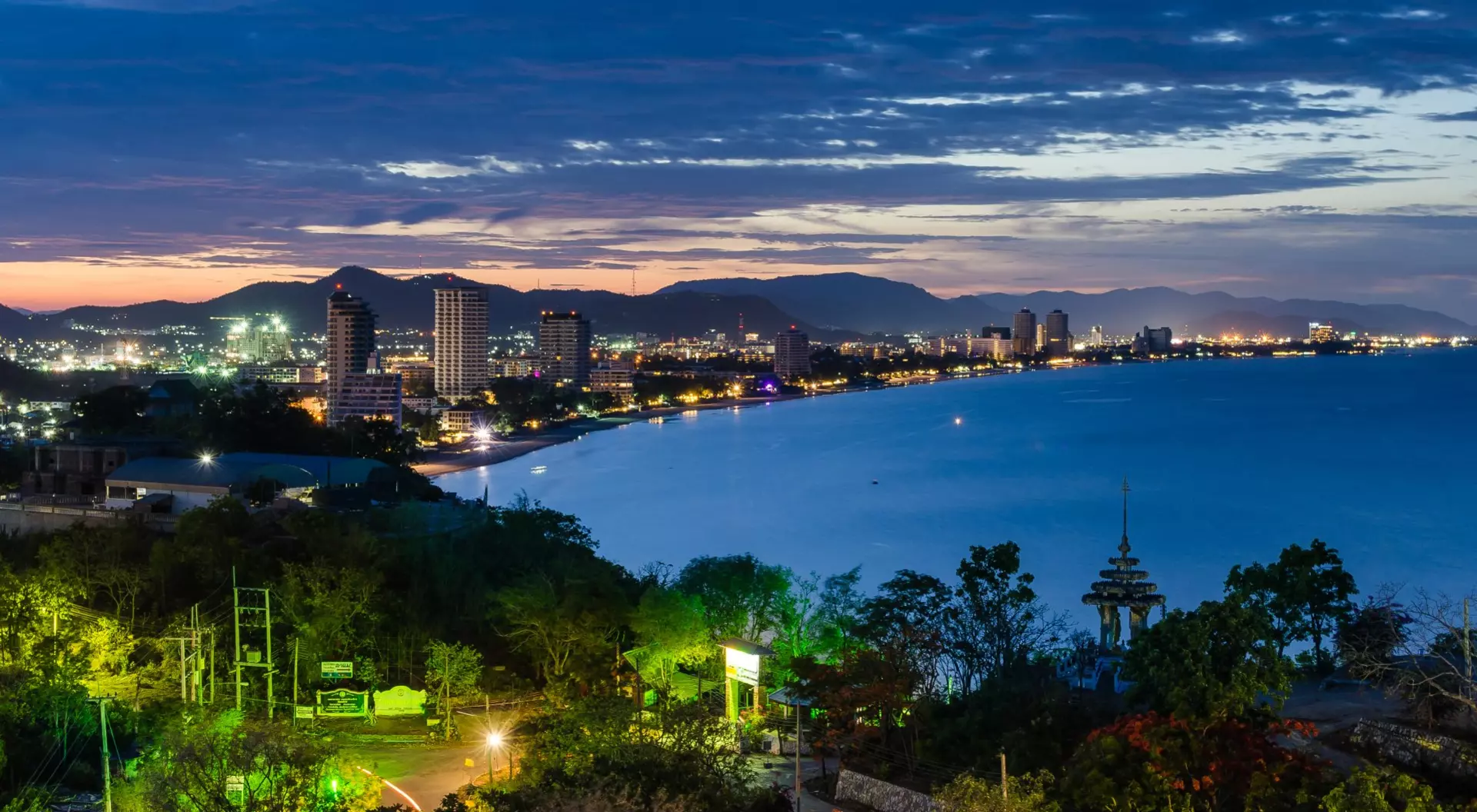 Thailand Hua Hin Cityscape at Twilight, Thailand