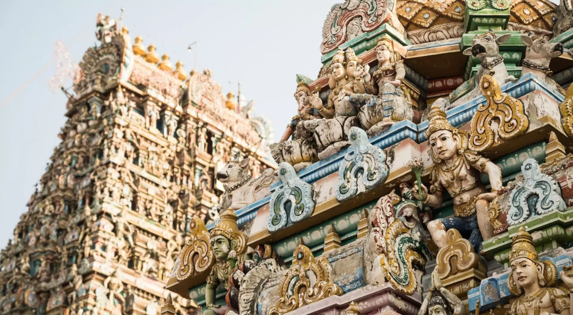 Chennai, India Colourful gopura in the Hindu Kapaleeshwarar Temple, Chennai, Tamil Nadu, India